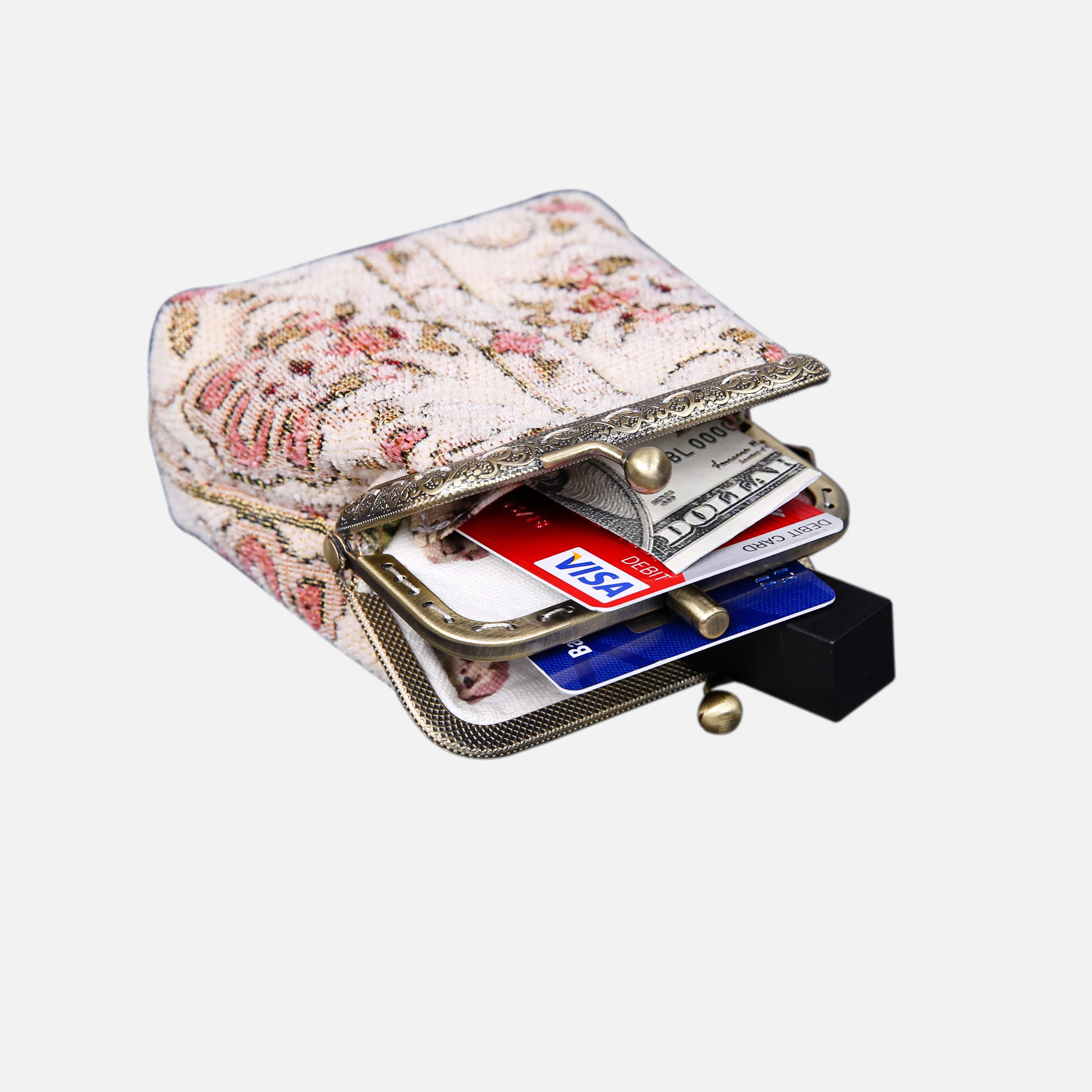 Golden Age Pink Double Kiss Clasp Coin Purse - Image 5