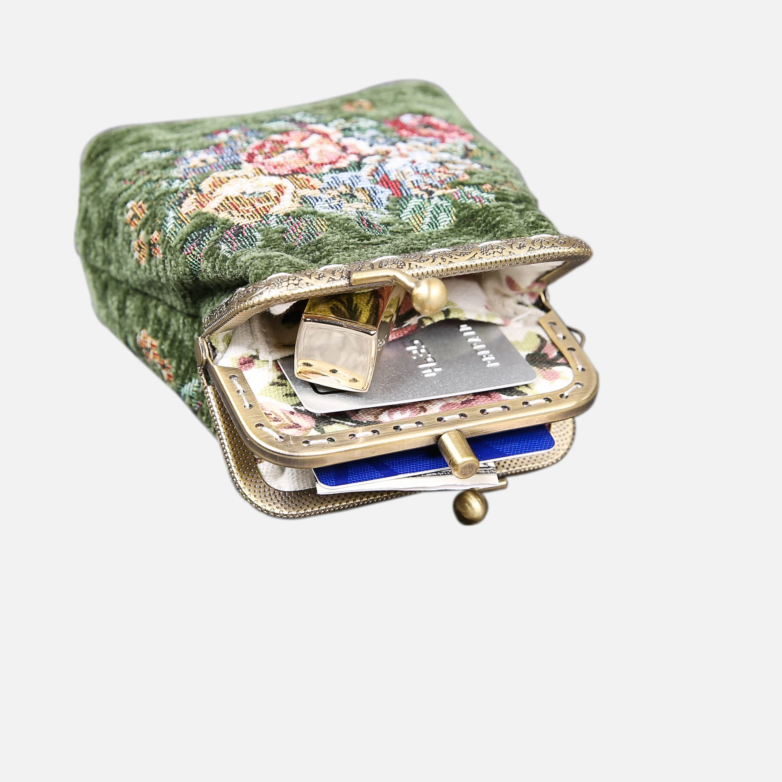 Rose Series Arugula Green Double Kiss Clasp Coin Purse - Image 8