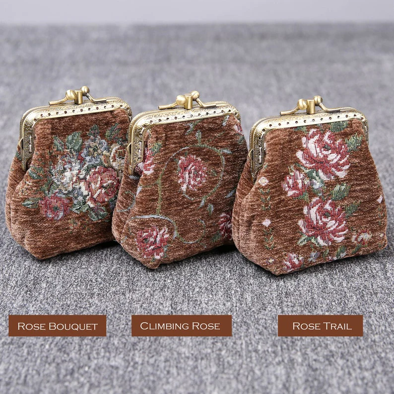 Rose Series Coffee Double Kiss Clasp Coin Purse - Image 10