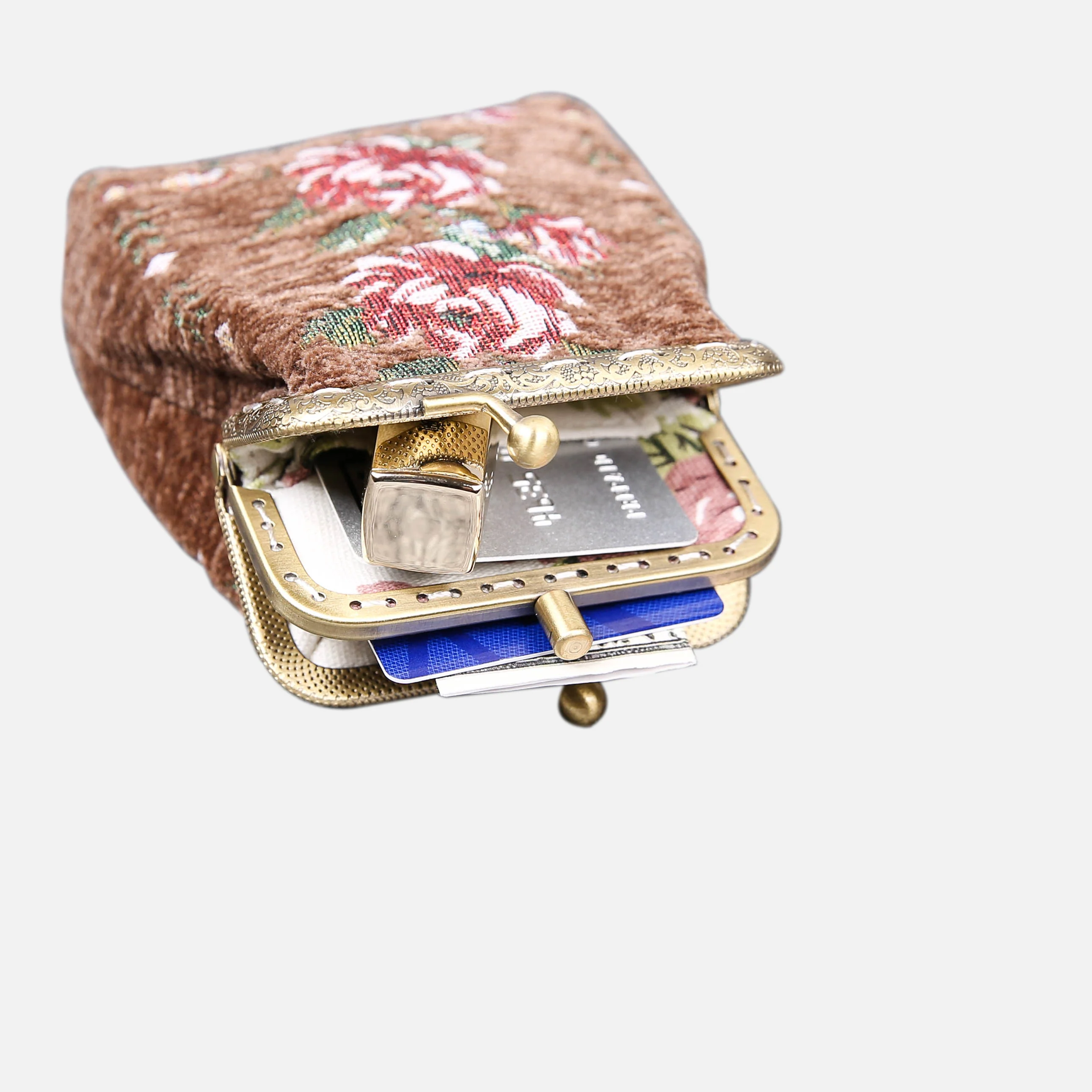 Rose Series Coffee Double Kiss Clasp Coin Purse - Image 5