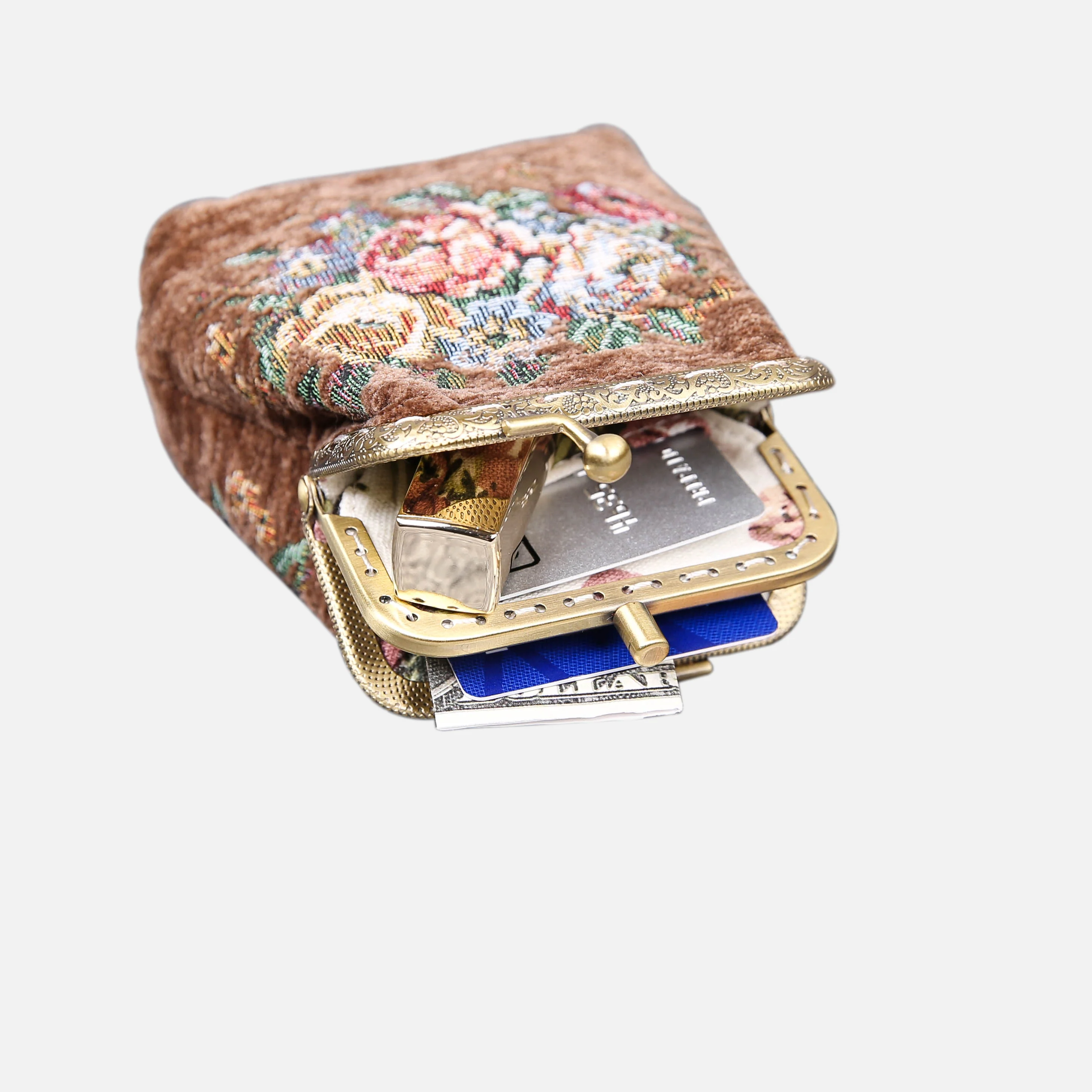 Rose Series Coffee Double Kiss Clasp Coin Purse - Image 9