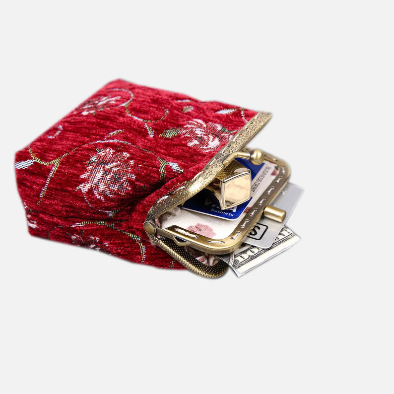 Rose Series Red Double Kiss Clasp Coin Purse - Image 5