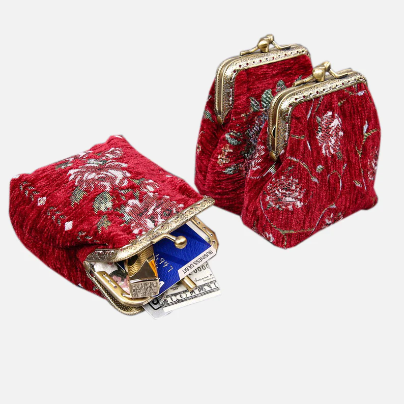 Rose Series Red Double Kiss Clasp Coin Purse - Image 7