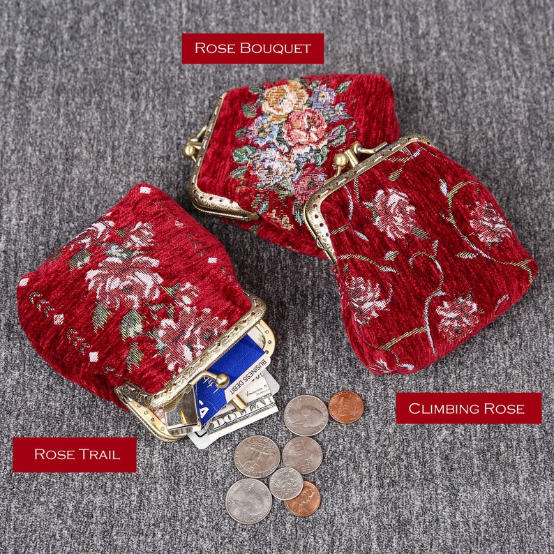 Rose Series Red Double Kiss Clasp Coin Purse - Image 9