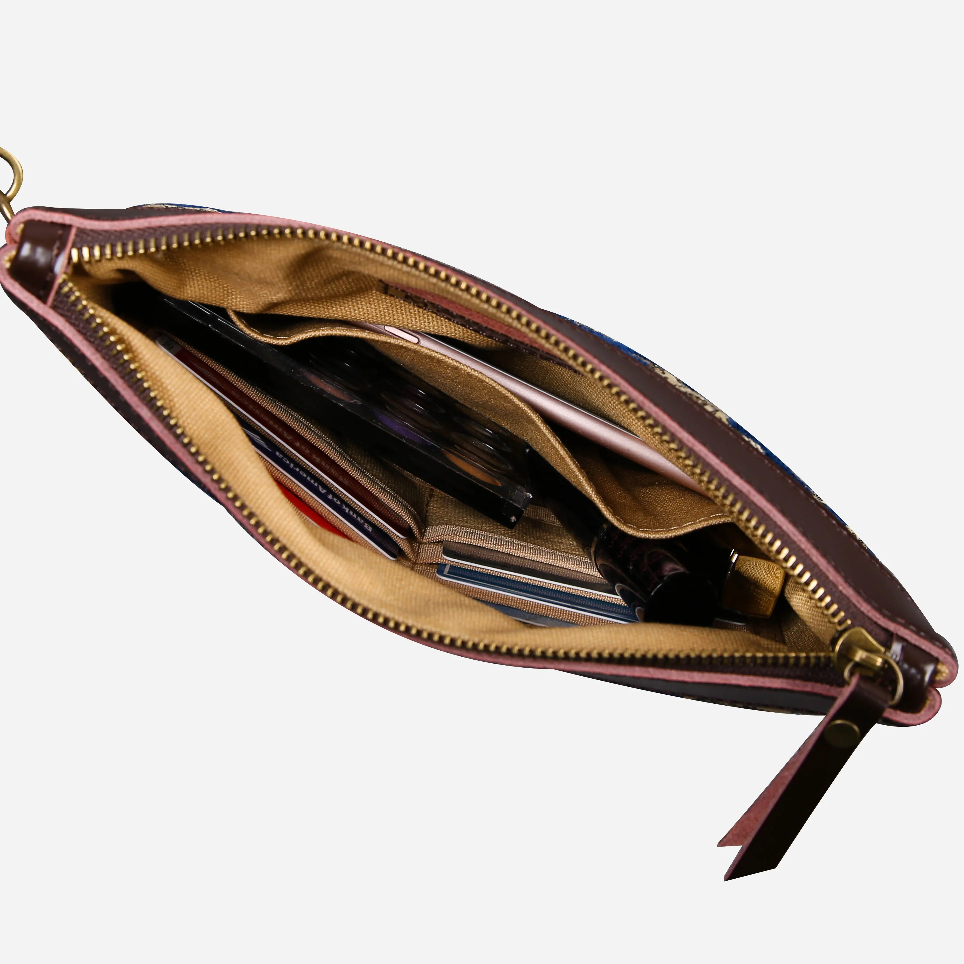 Victorian Blossom BLUE-GOLD Wristlet Clutch - Image 7