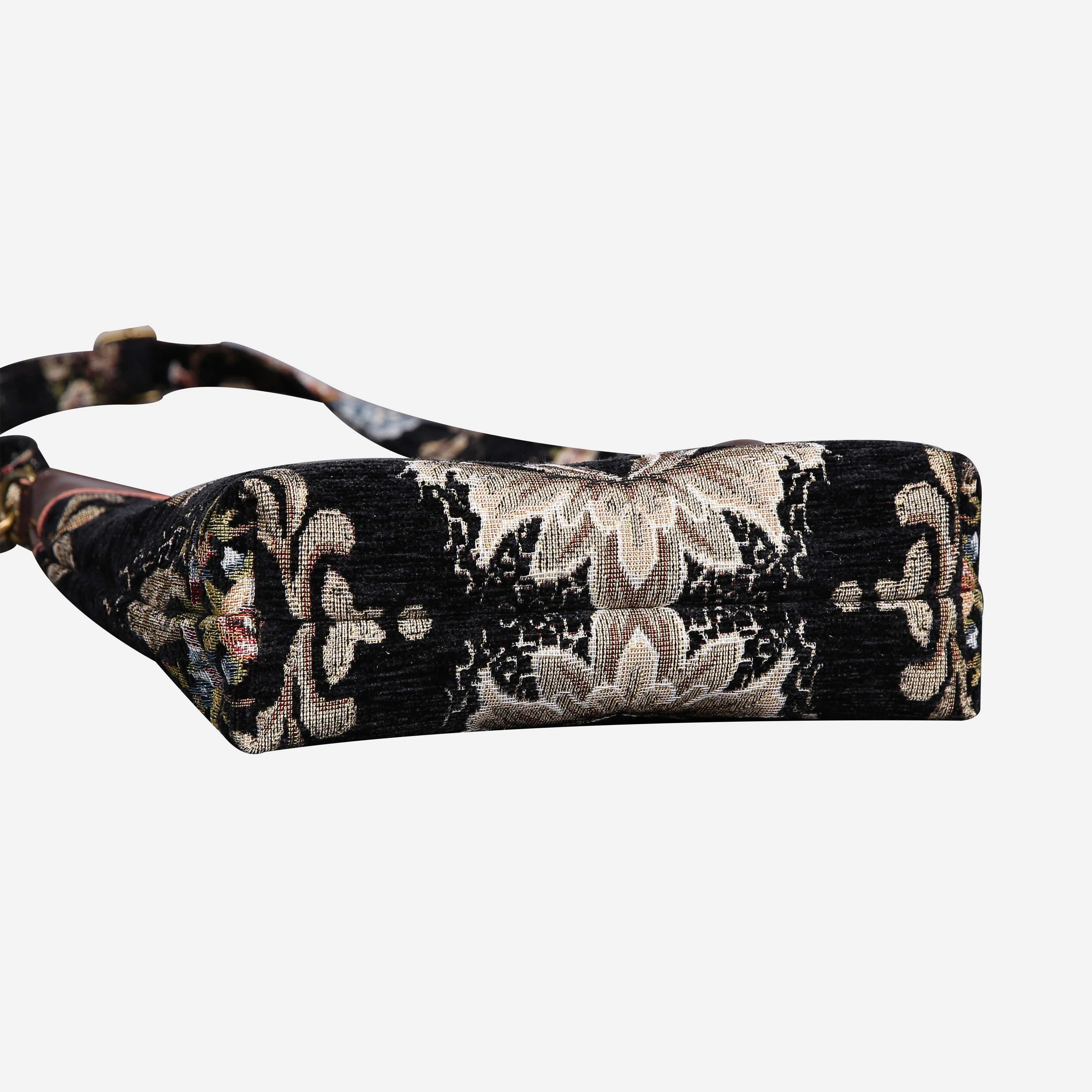 Floral Black Leather Brown Butterfly Crossbody Bag - Image 5