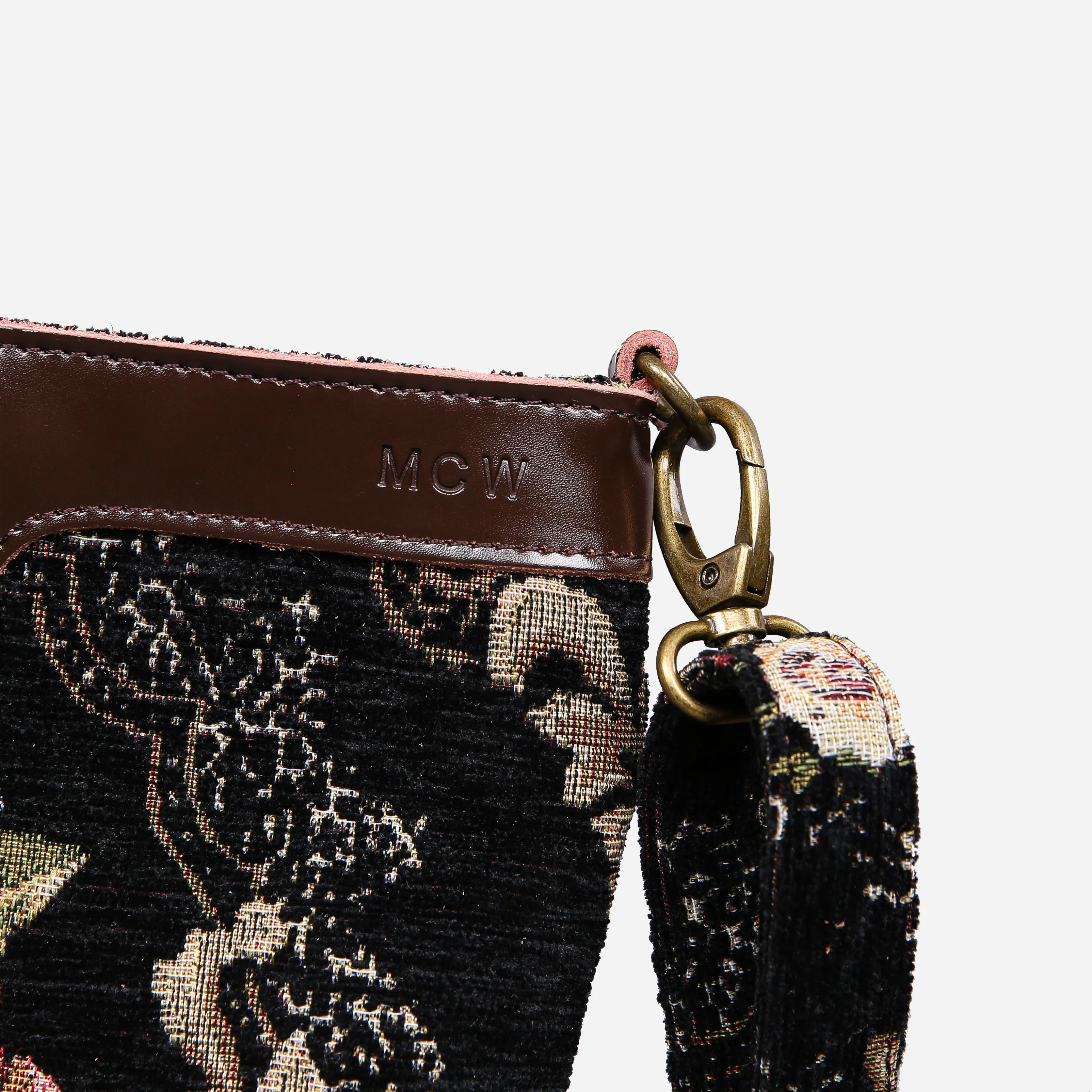 Floral Black Leather Brown Butterfly Crossbody Bag - Image 6