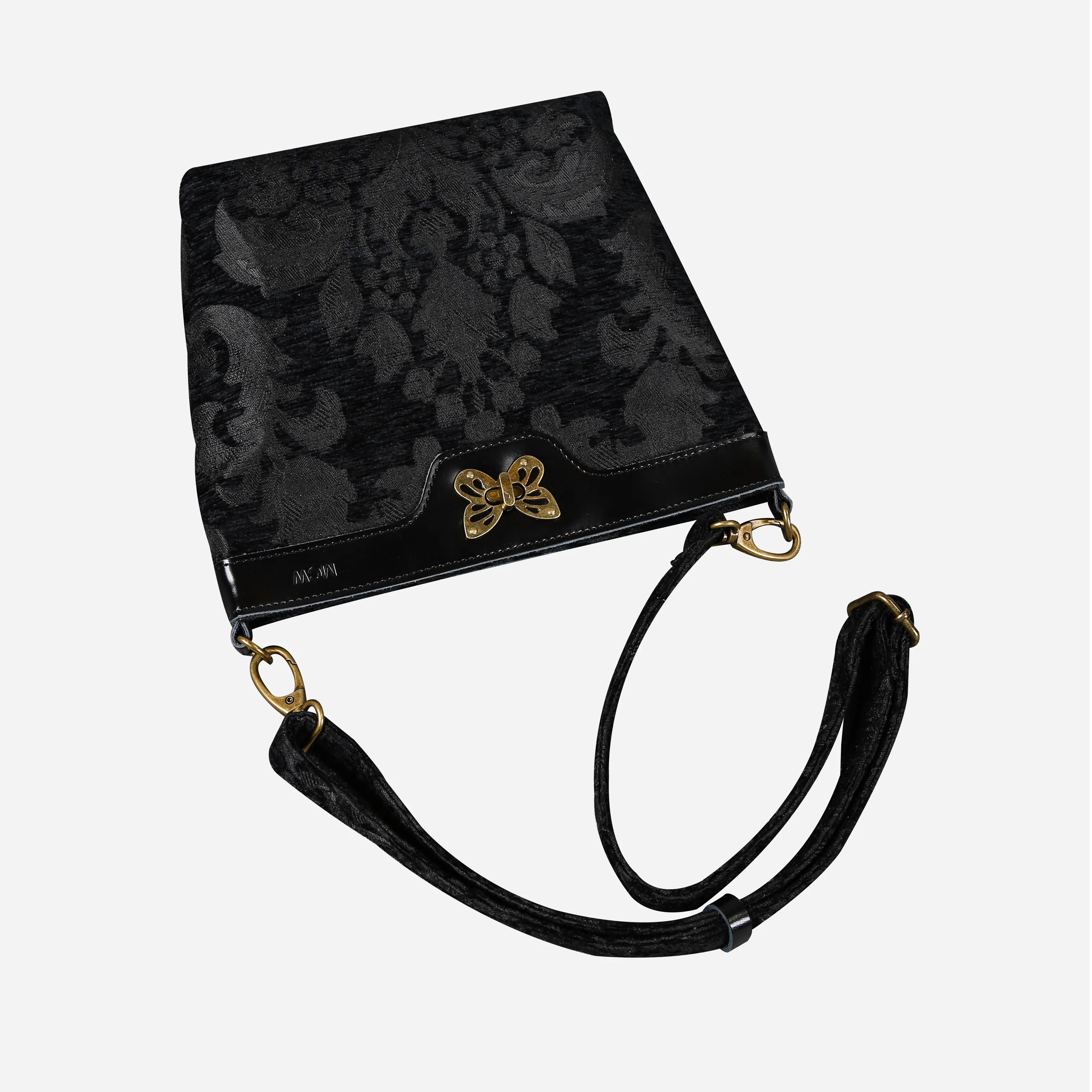 Victorian Blossom Black/Black Butterfly Crossbody Bag - Image 3