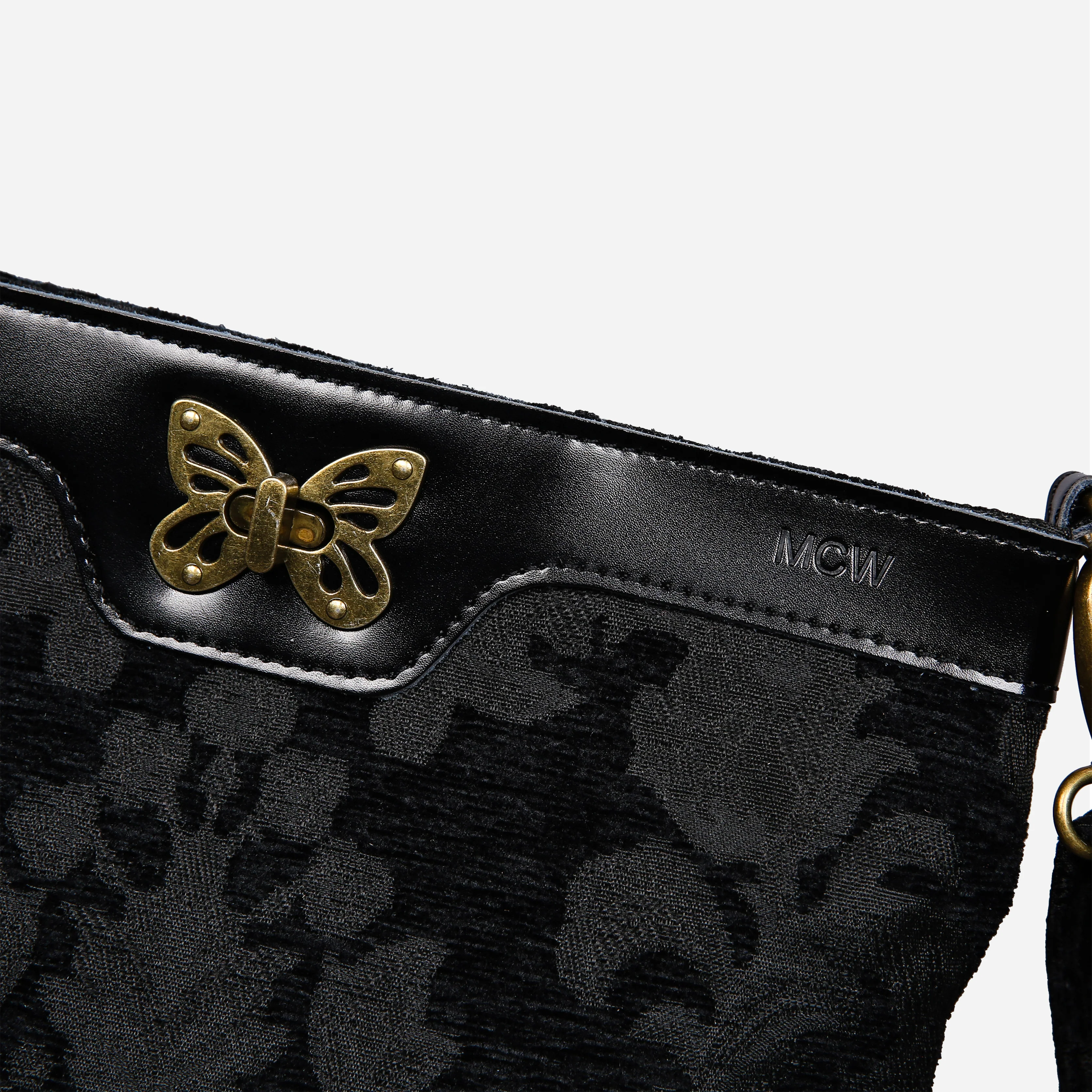 Victorian Blossom Black/Black Butterfly Crossbody Bag - Image 5