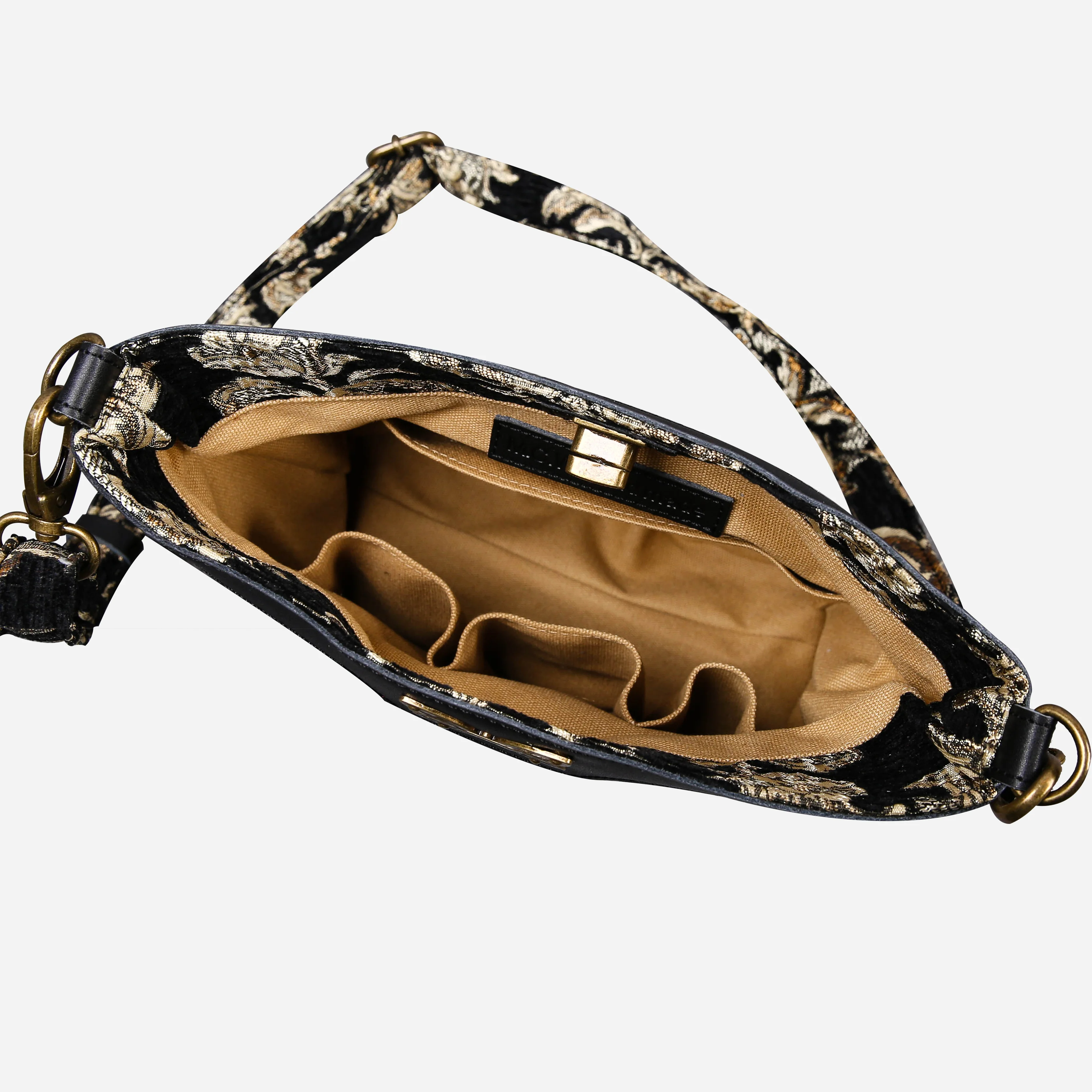 Victorian Blossom Black/Gold Butterfly Crossbody Bag - Image 7