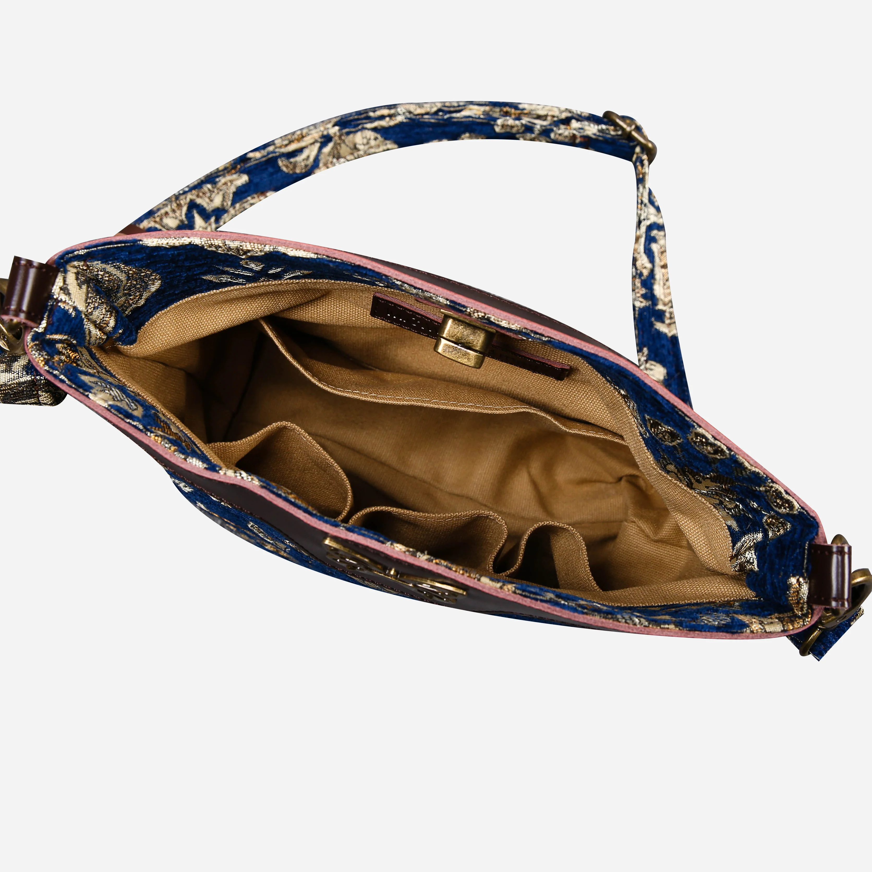 Victorian Blossom Blue-Gold Butterfly Crossbody Bag - Image 7
