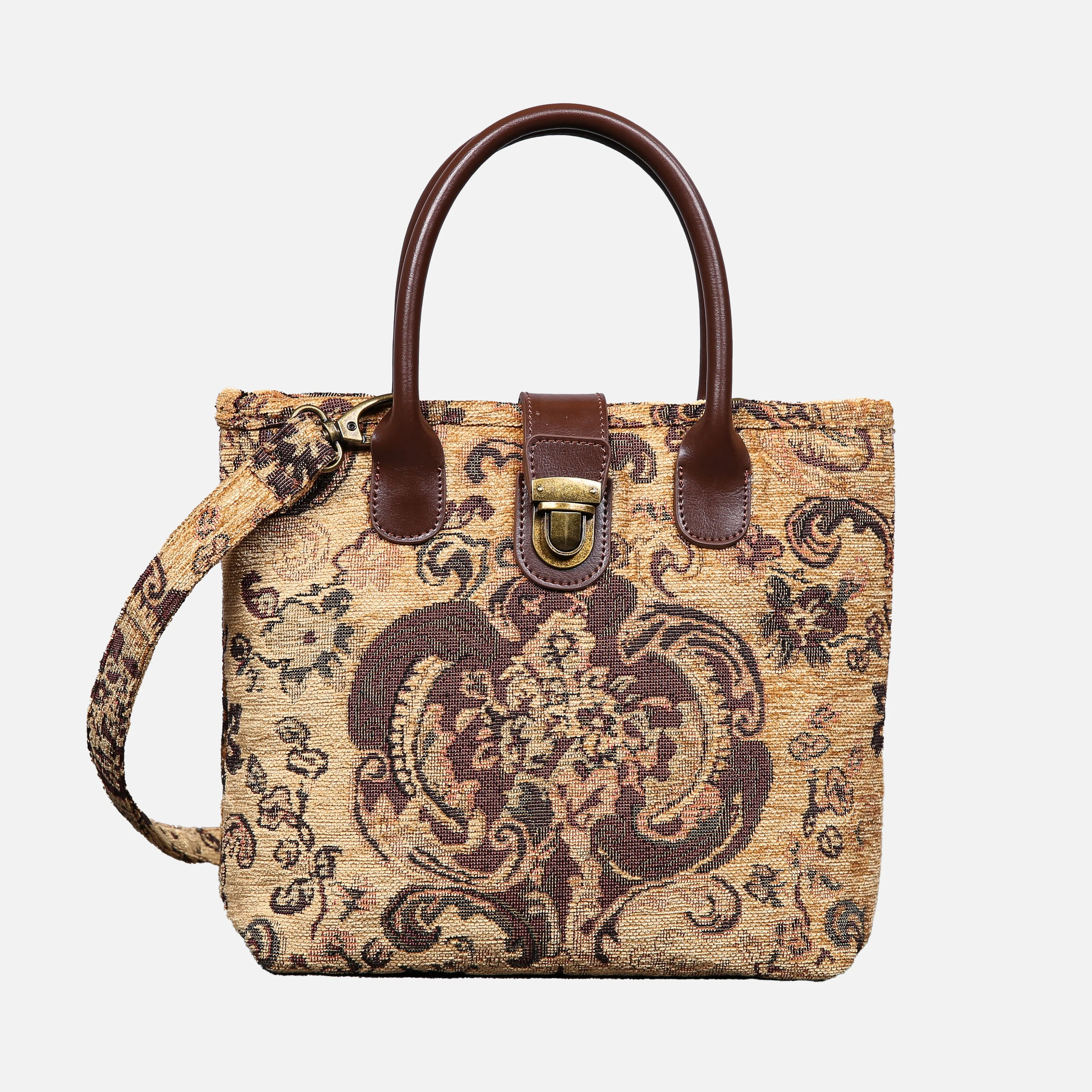 Vintage Paisley Tuck Lock Carpet Satchel