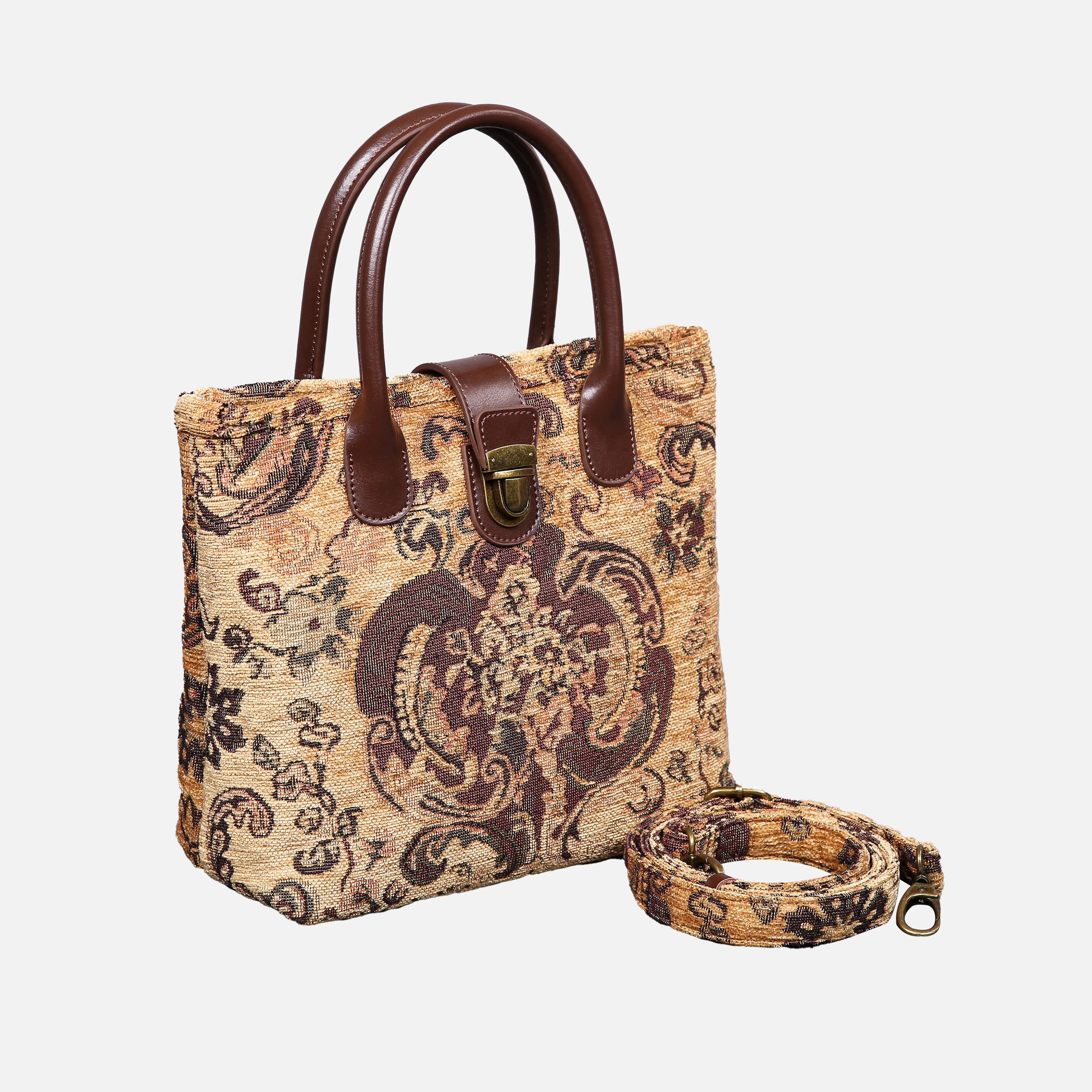 Vintage Paisley Tuck Lock Carpet Satchel - Image 2