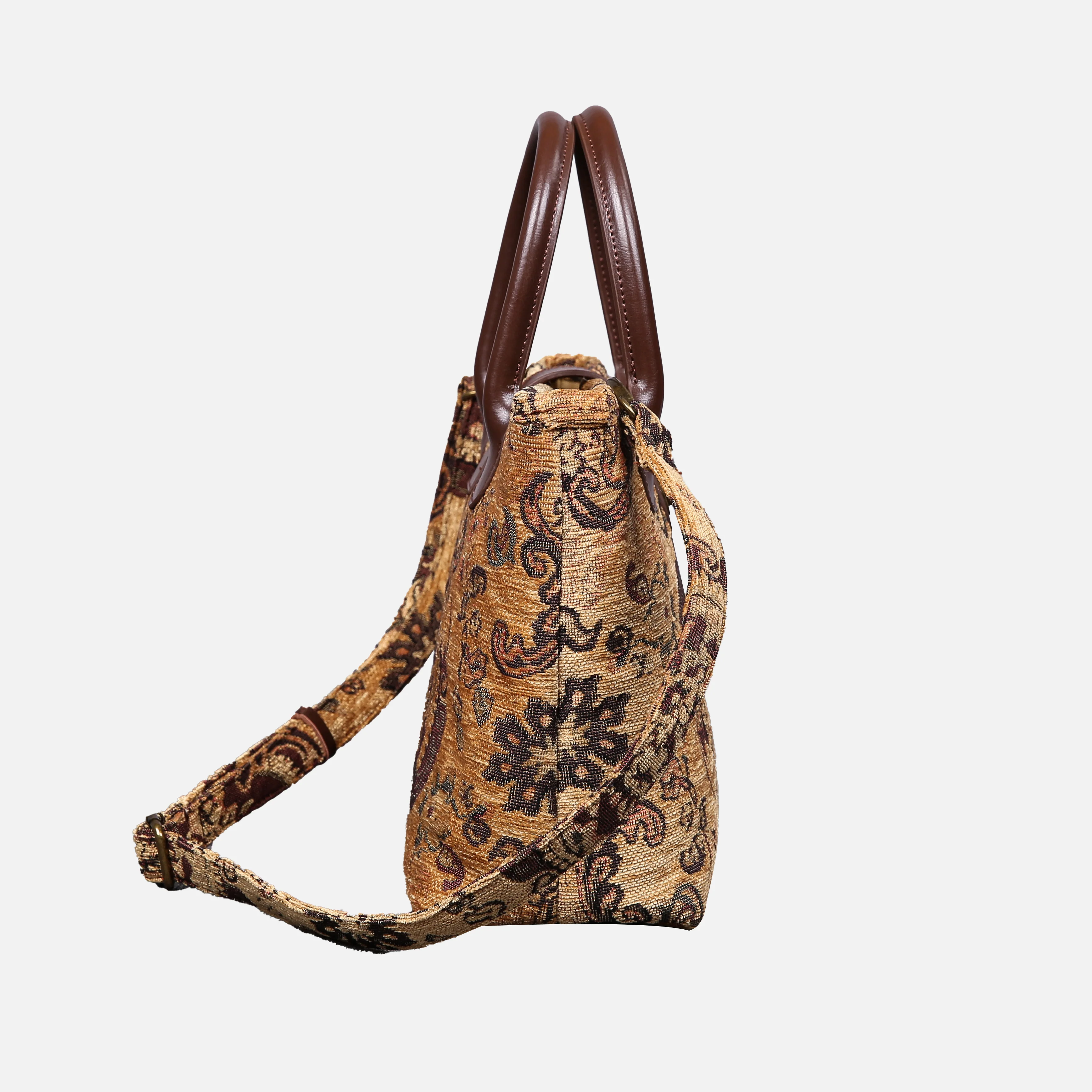 Vintage Paisley Tuck Lock Carpet Satchel - Image 3