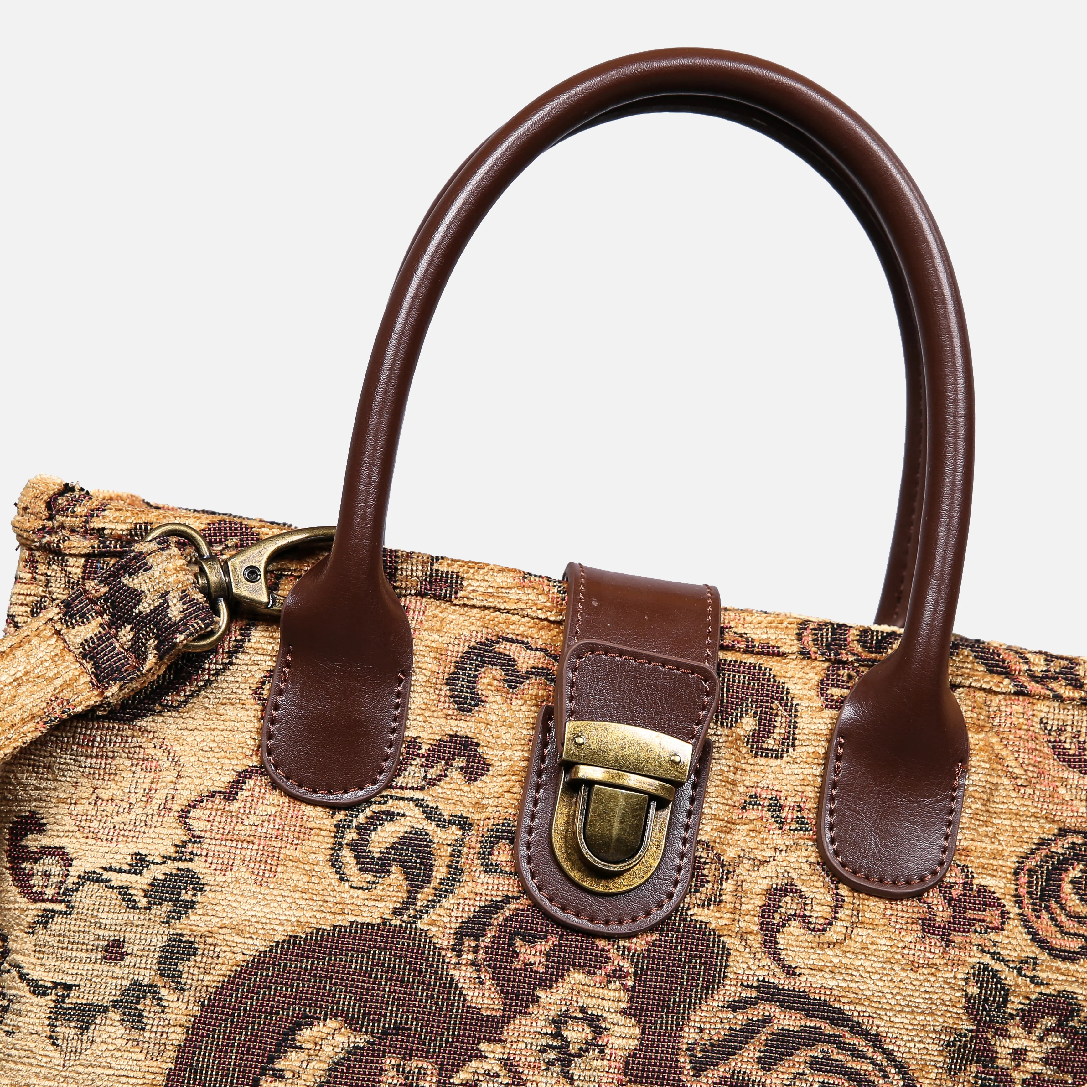 Vintage Paisley Tuck Lock Carpet Satchel - Image 6