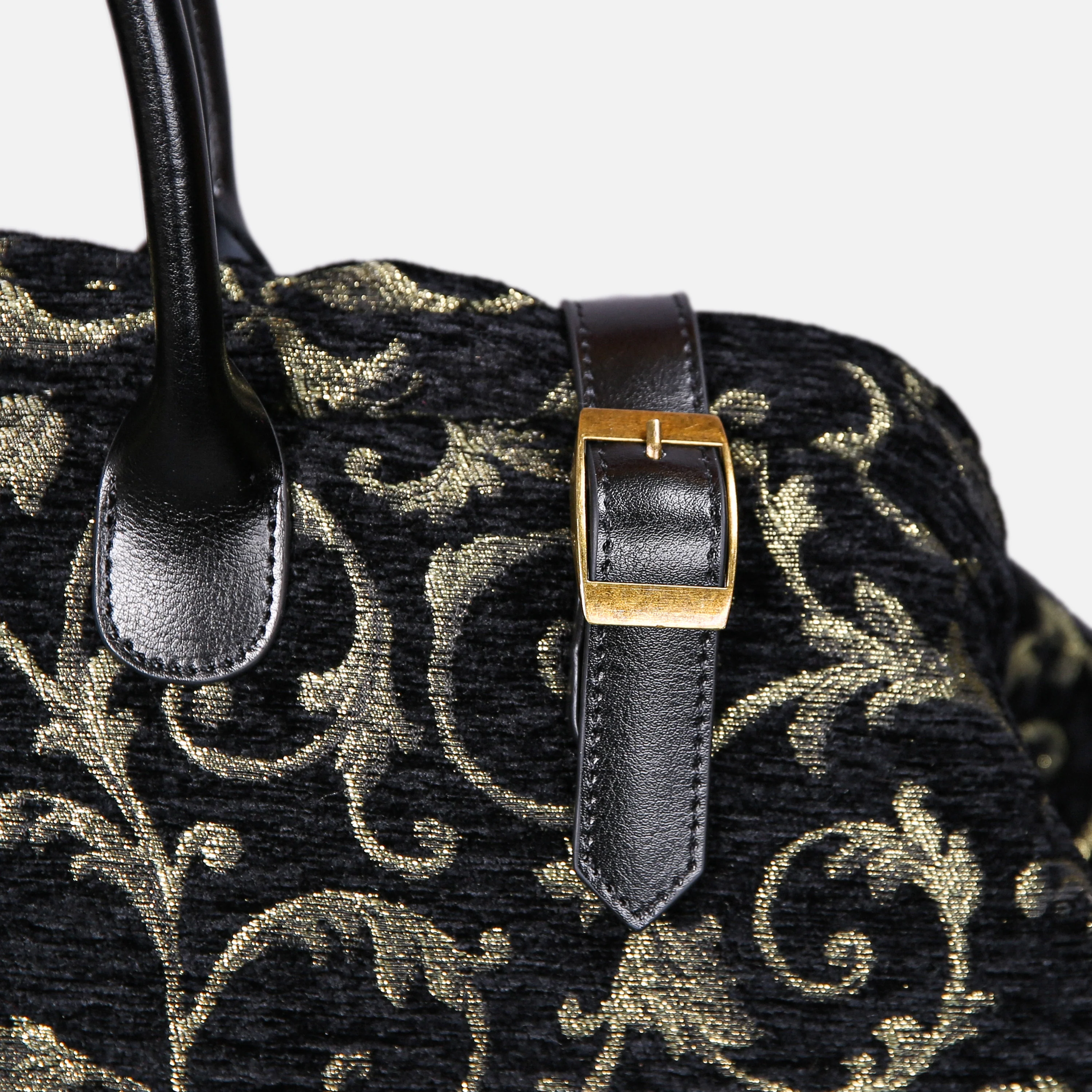 Vintage Scroll Black Large Carpetbag - Image 4