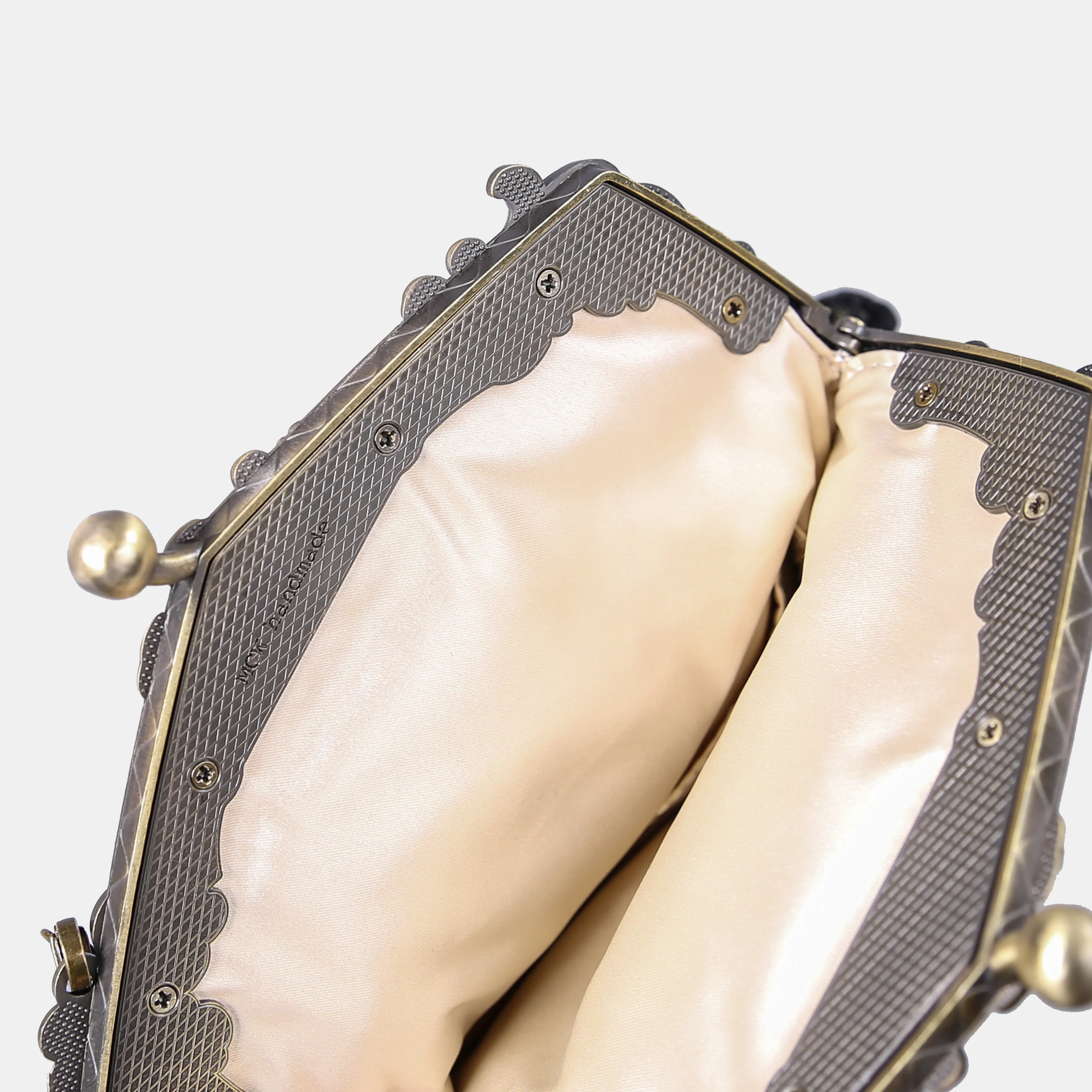 Vintage Scroll Black Chatelaine Purse Large - Image 5