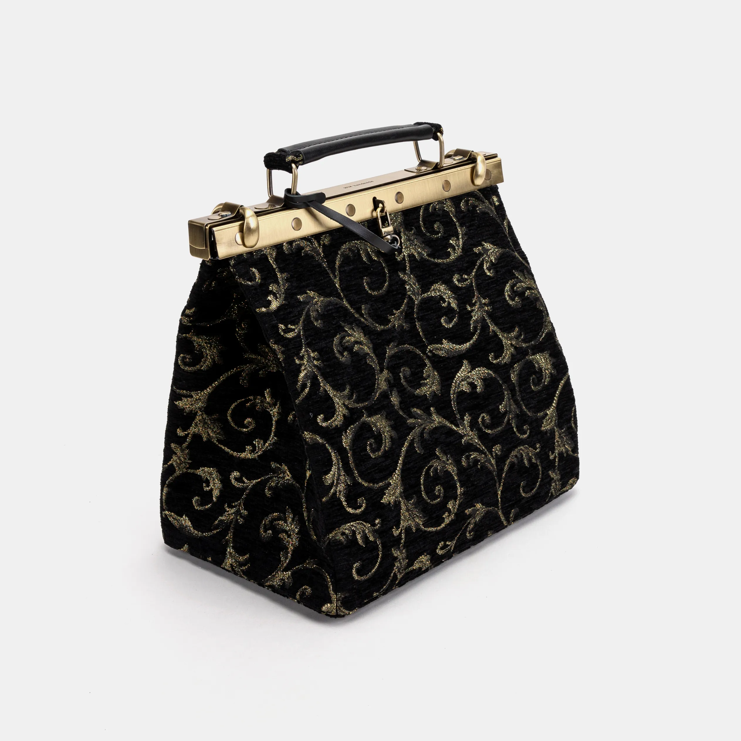 Vintage Scroll Black Green Cecile Carpet Purse Gladstone Bag - Image 4