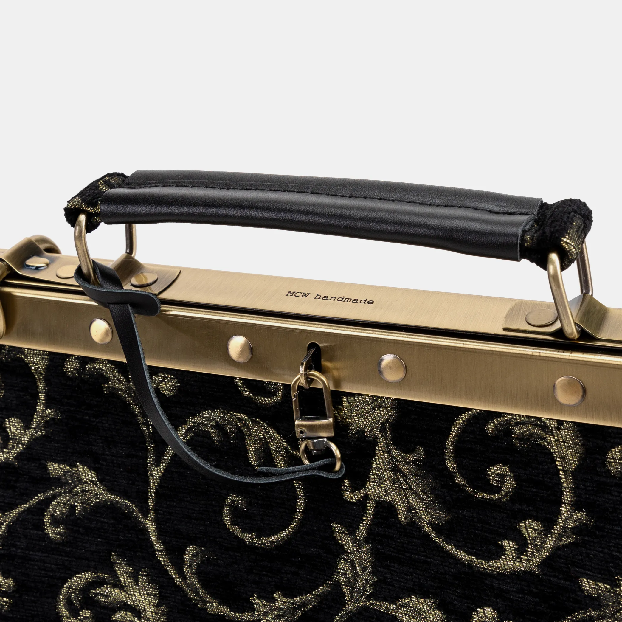 Vintage Scroll Black Green Cecile Carpet Purse Gladstone Bag - Image 7