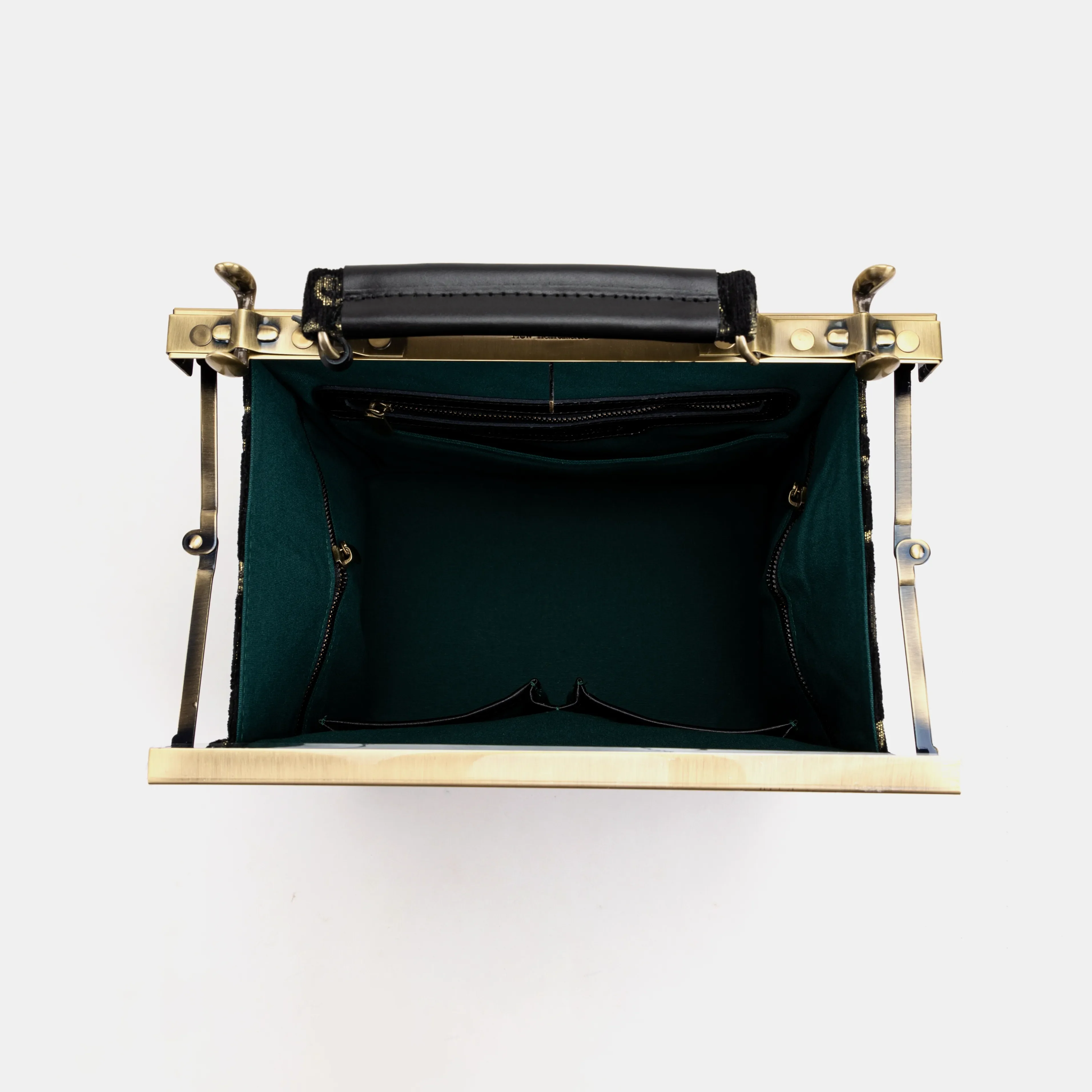 Vintage Scroll Black Green Cecile Carpet Purse Gladstone Bag - Image 8