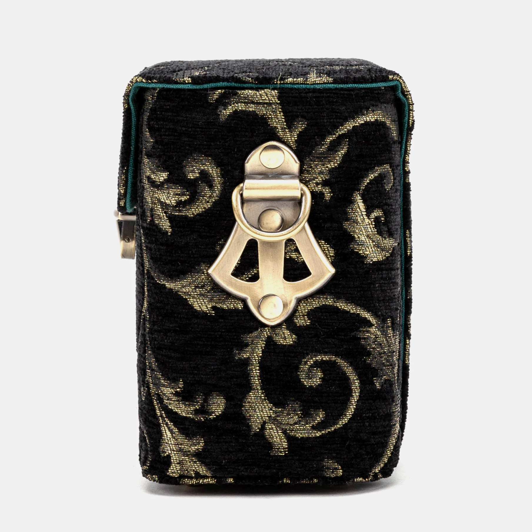 Vintage Scroll Black Green Emma Small Train Case Crossbody - Image 7