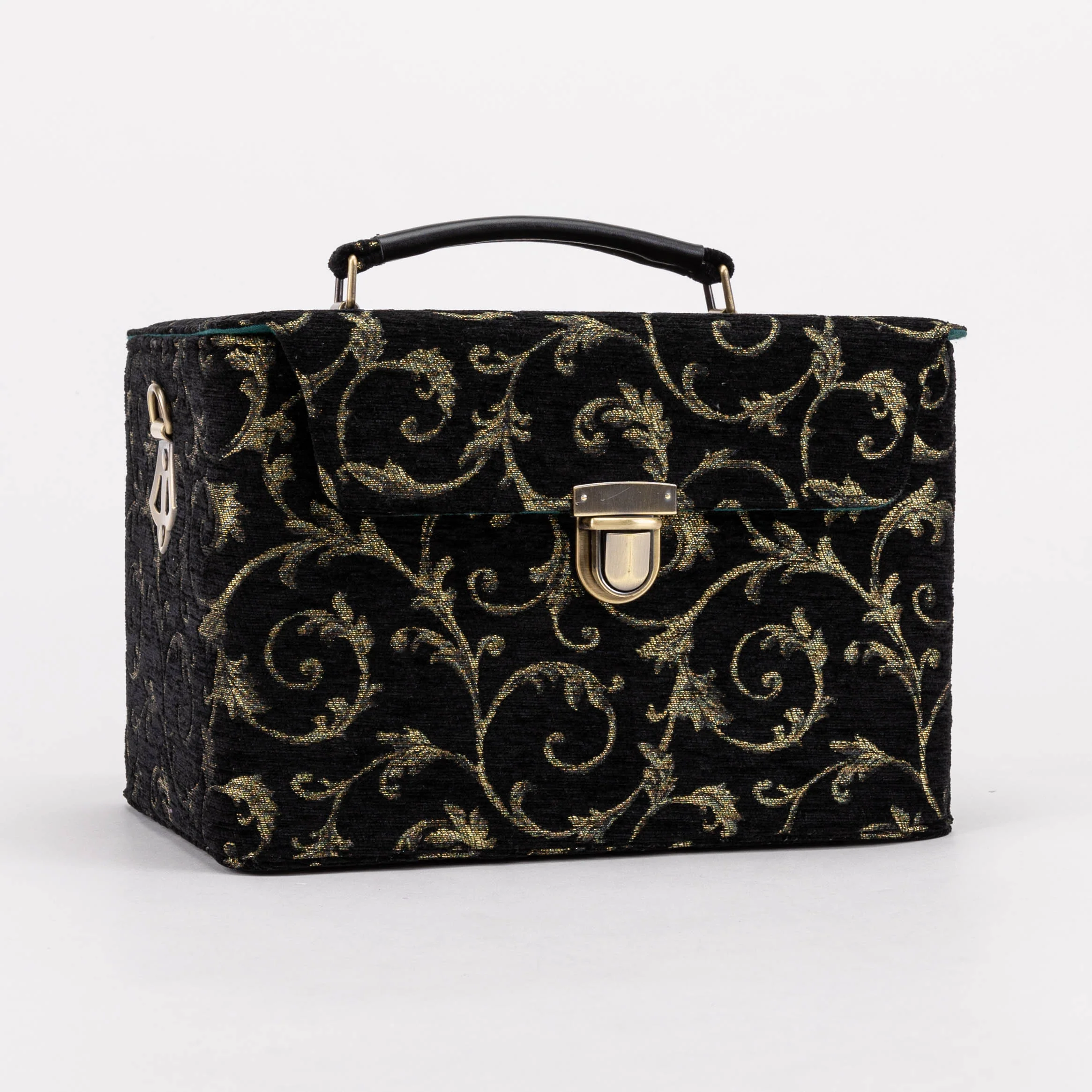 Vintage Scroll Black Green Josephine Large Train Case - Image 3