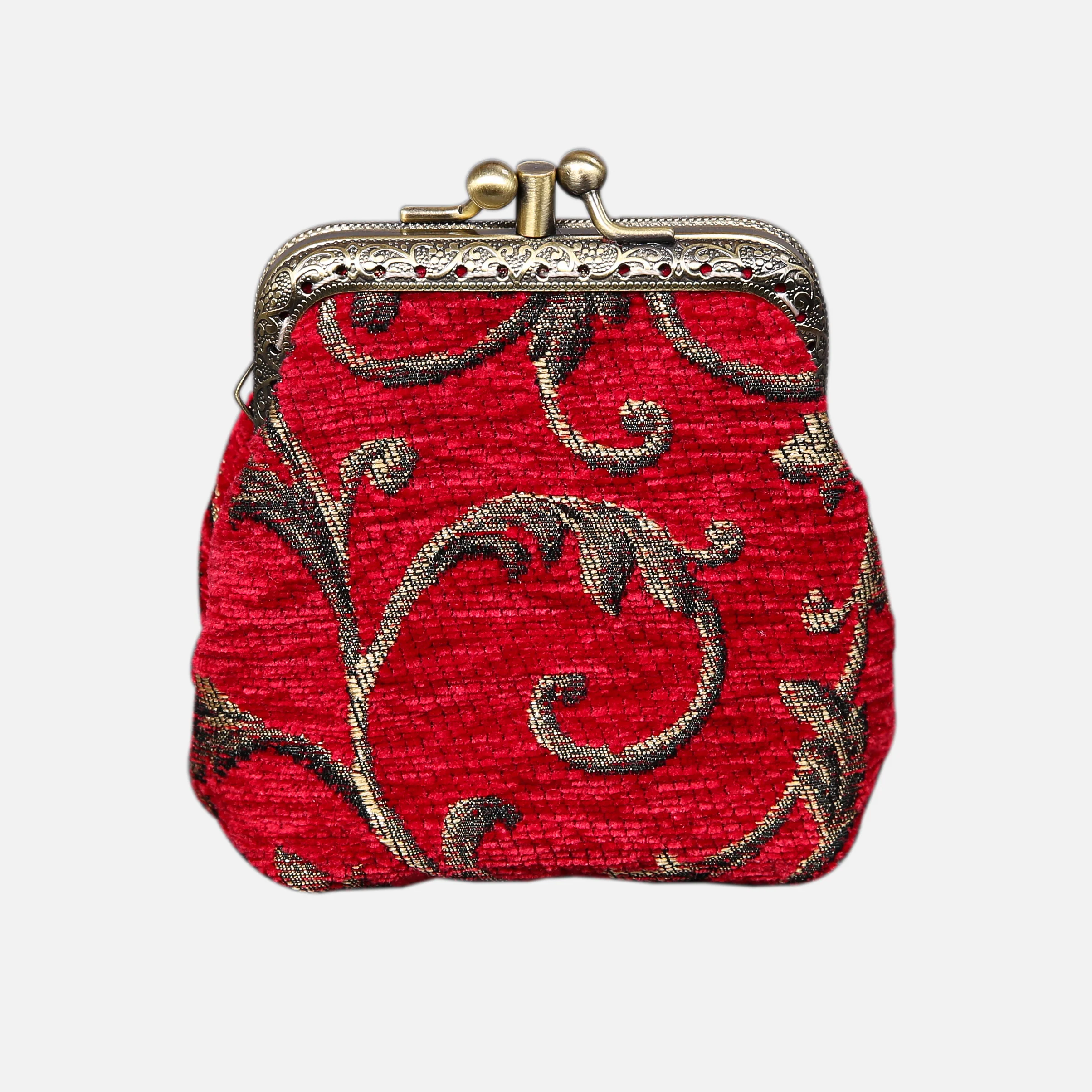Vintage Scroll Red Double Kiss Clasp Coin Purse - Image 3
