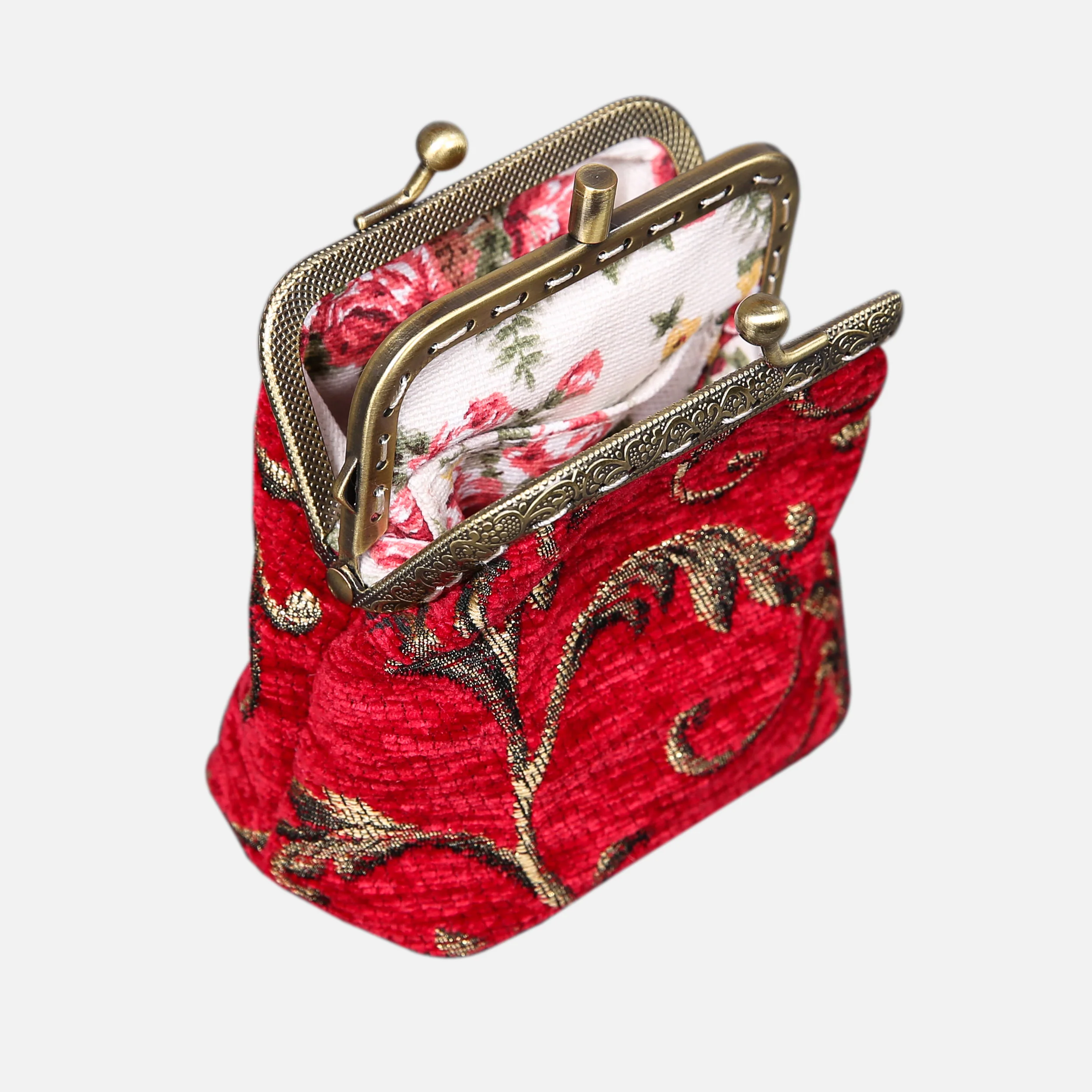 Vintage Scroll Red Double Kiss Clasp Coin Purse - Image 4