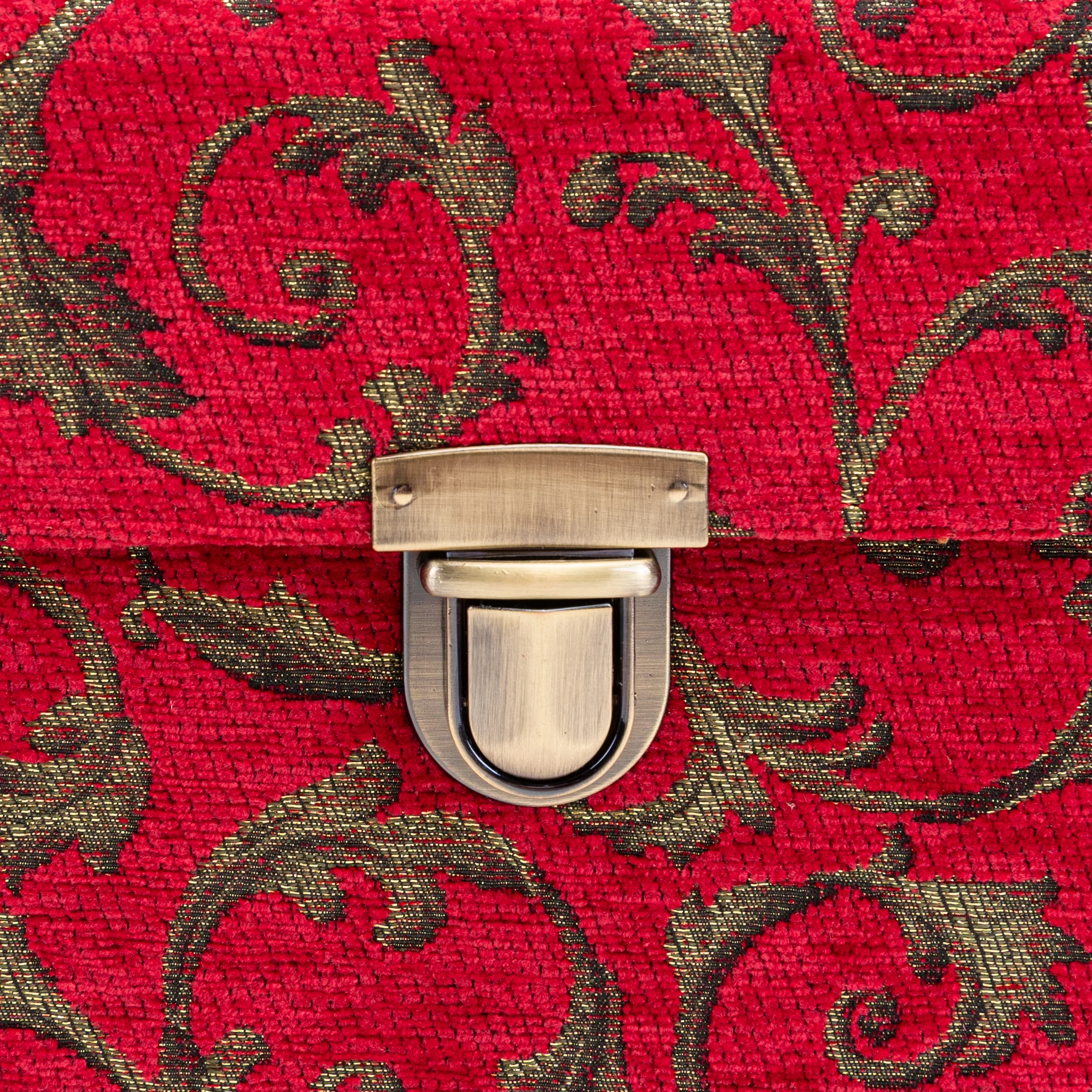 Vintage Scroll Red Clara Medium Train Case Purse - Image 10