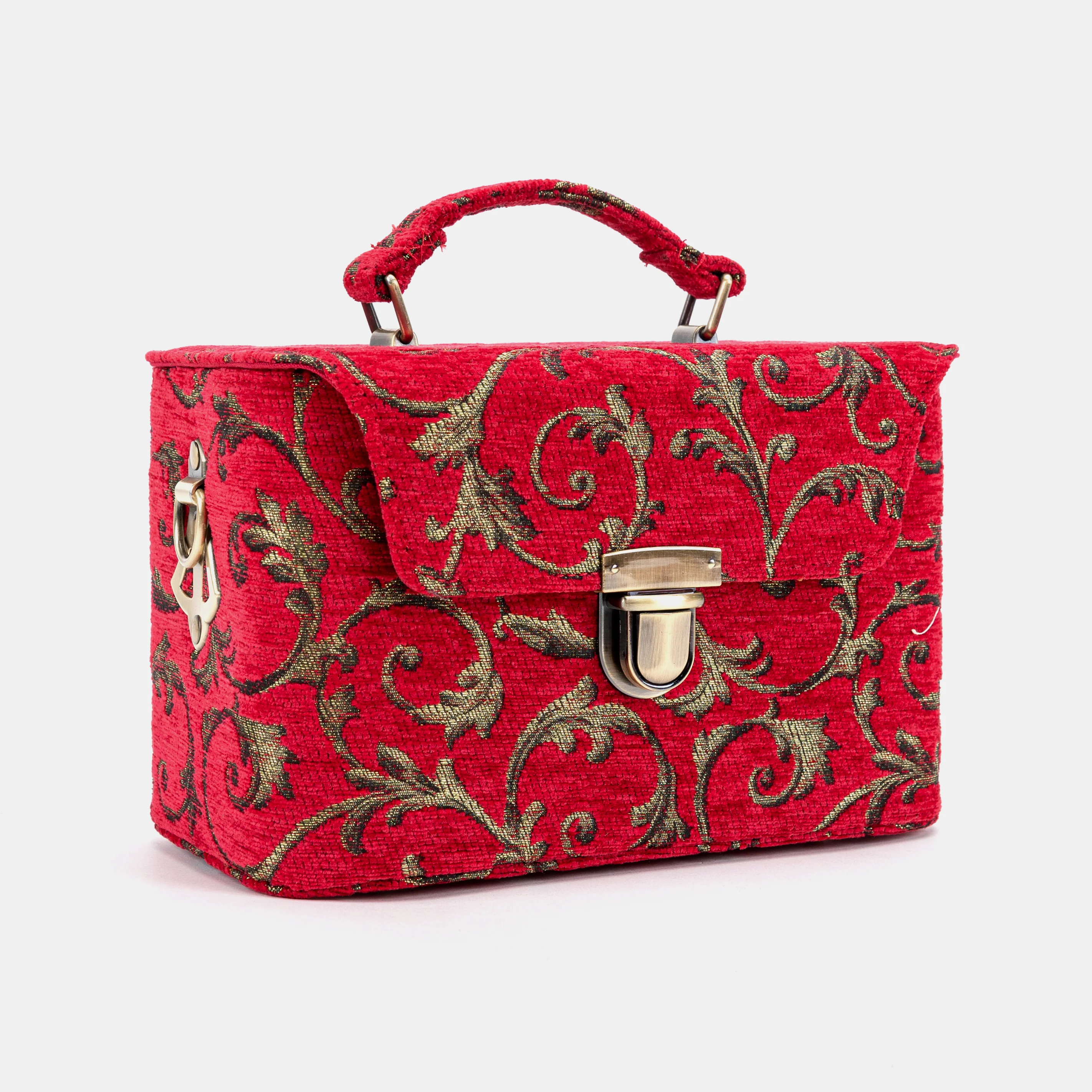 Vintage Scroll Red Clara Medium Train Case Purse - Image 2