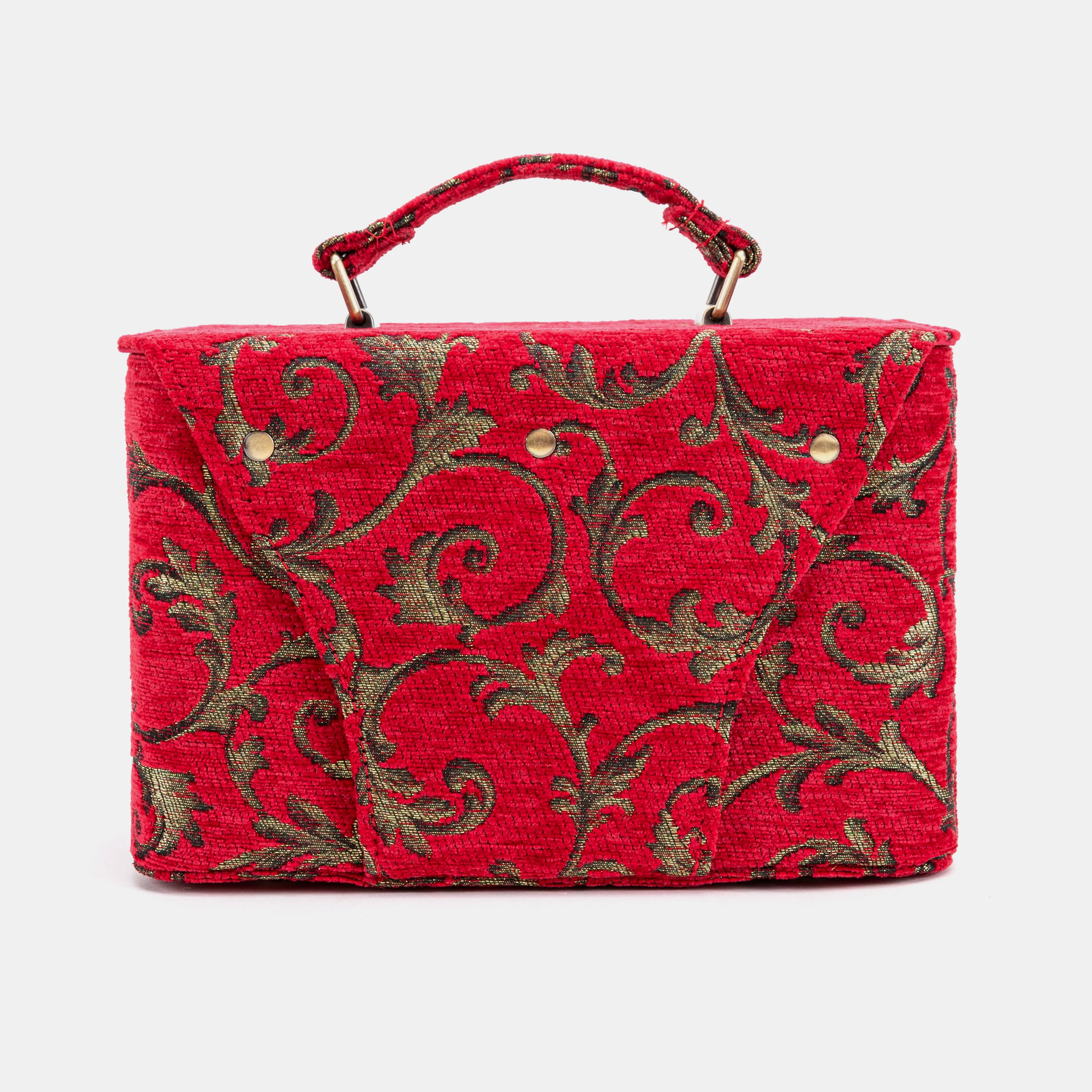 Vintage Scroll Red Clara Medium Train Case Purse - Image 6