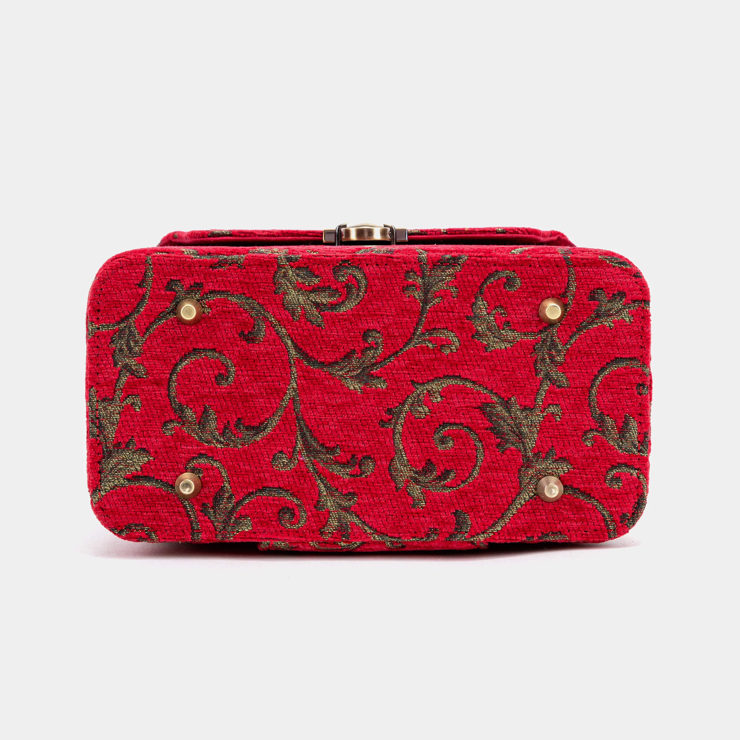Vintage Scroll Red Clara Medium Train Case Purse - Image 7