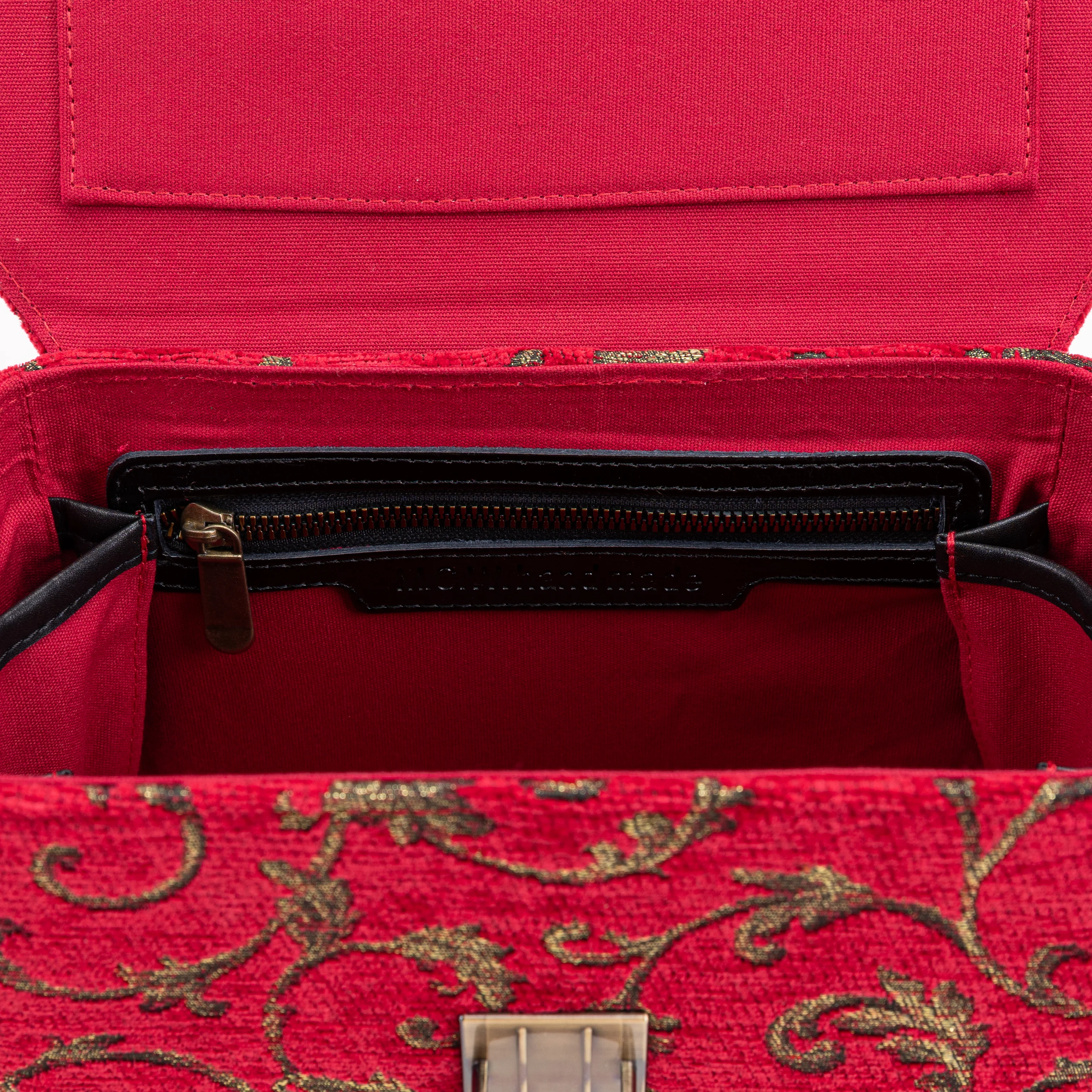 Vintage Scroll Red Clara Medium Train Case Purse - Image 8