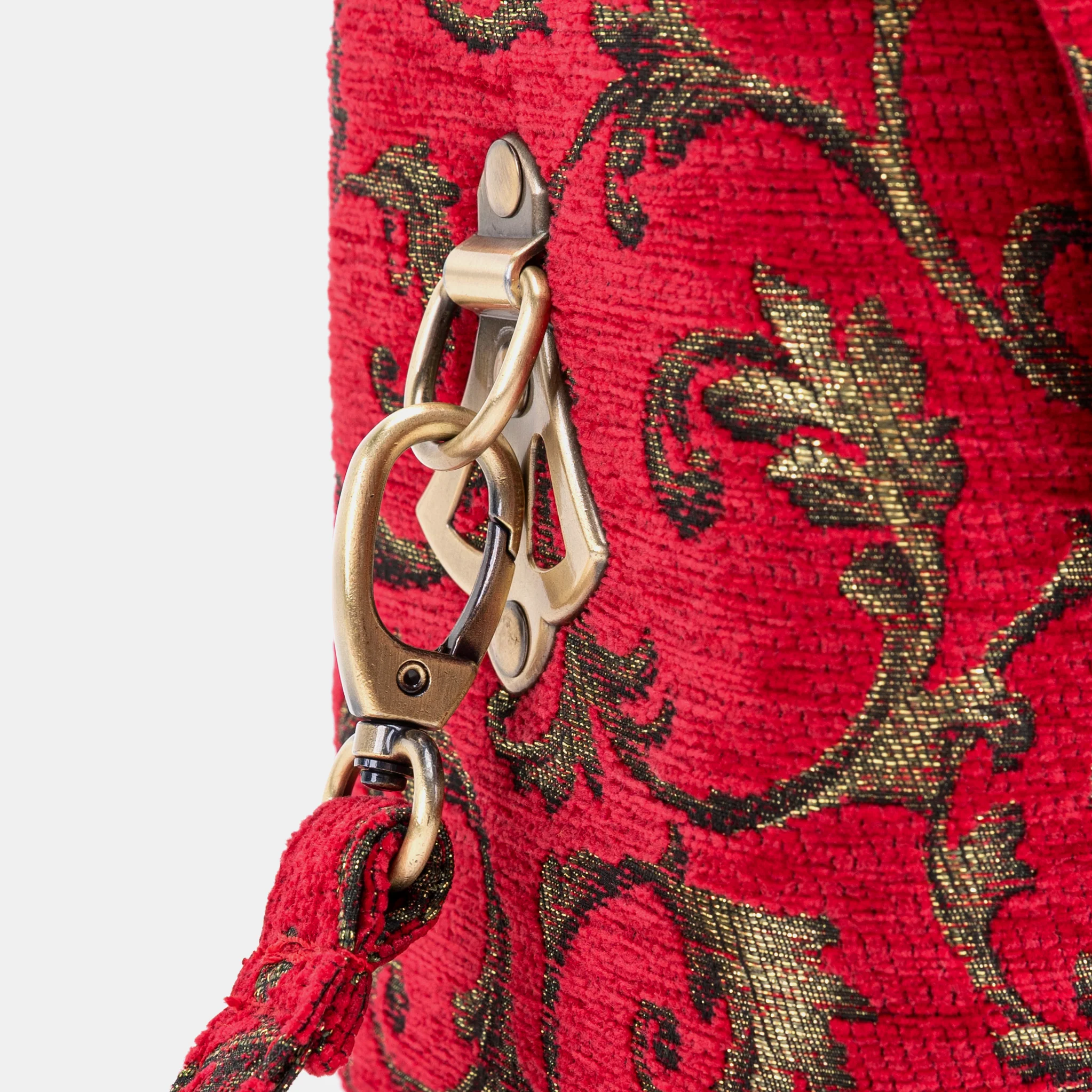 Vintage Scroll Red Clara Medium Train Case Purse - Image 9