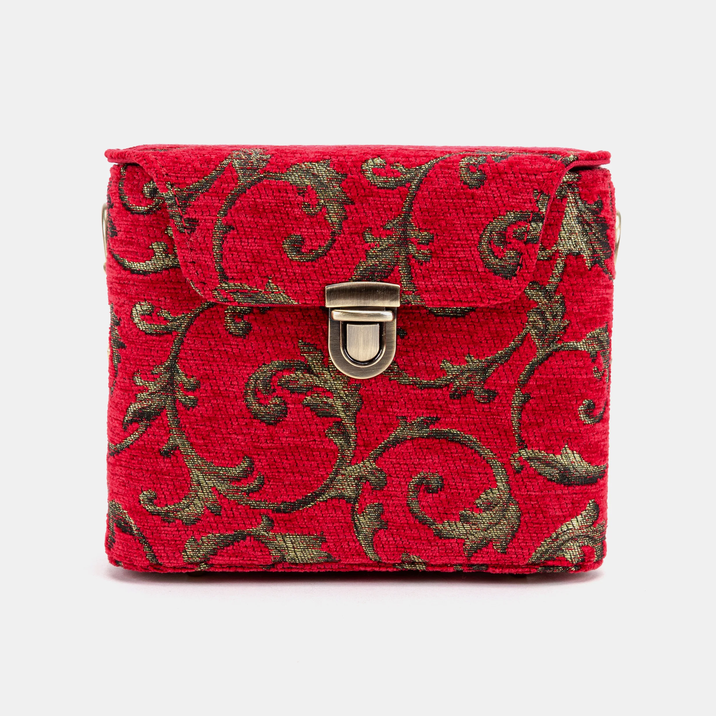 Vintage Scroll Red Emma Small Train Case Crossbody - Image 4