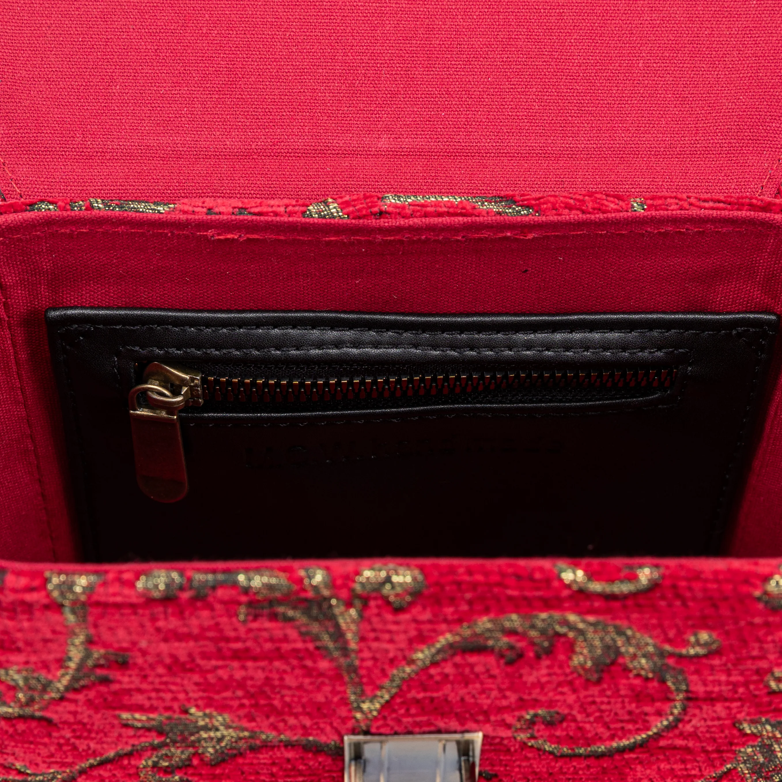 Vintage Scroll Red Emma Small Train Case Crossbody - Image 9