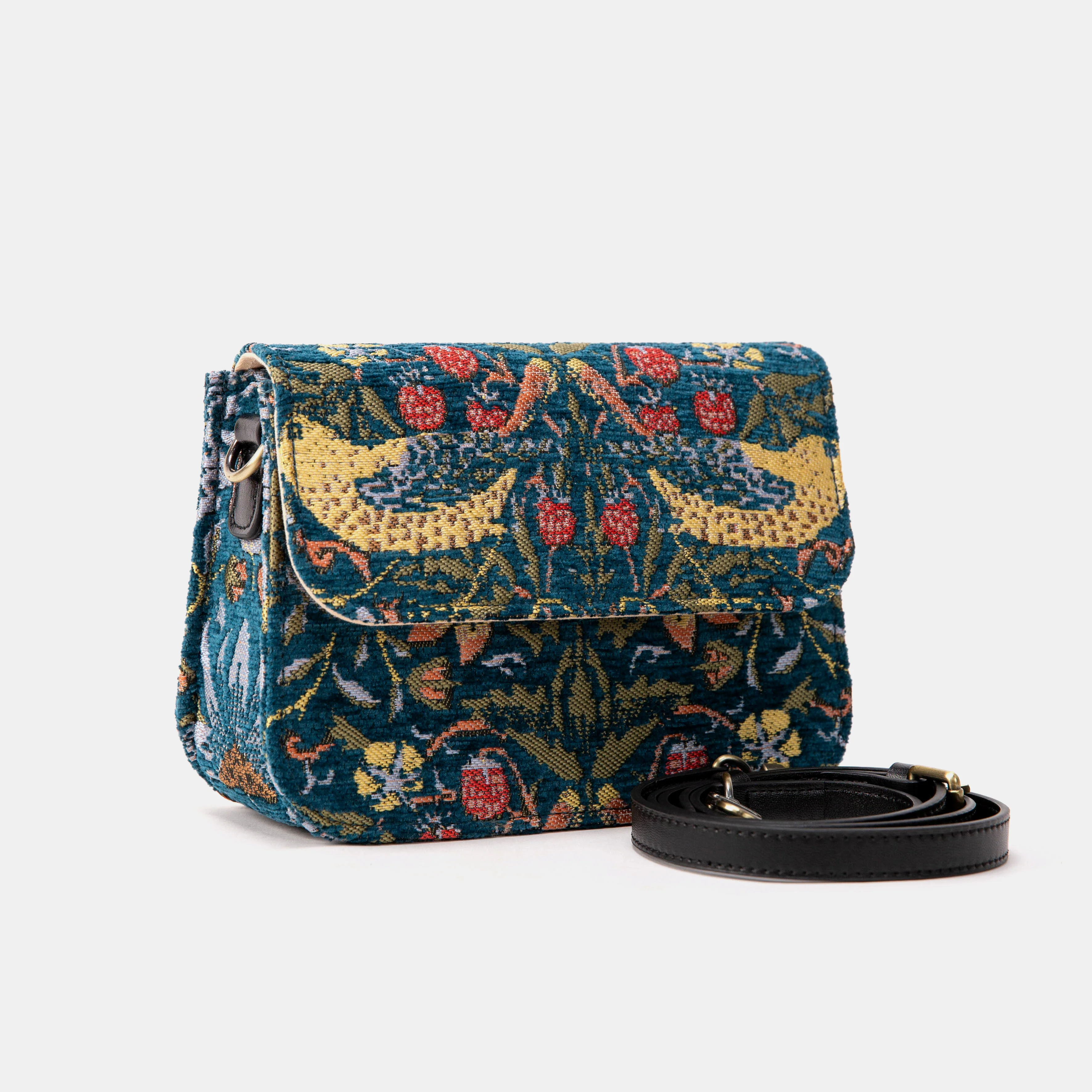 William Morris Strawberry Thief Flap Crossbody Bag - Image 2