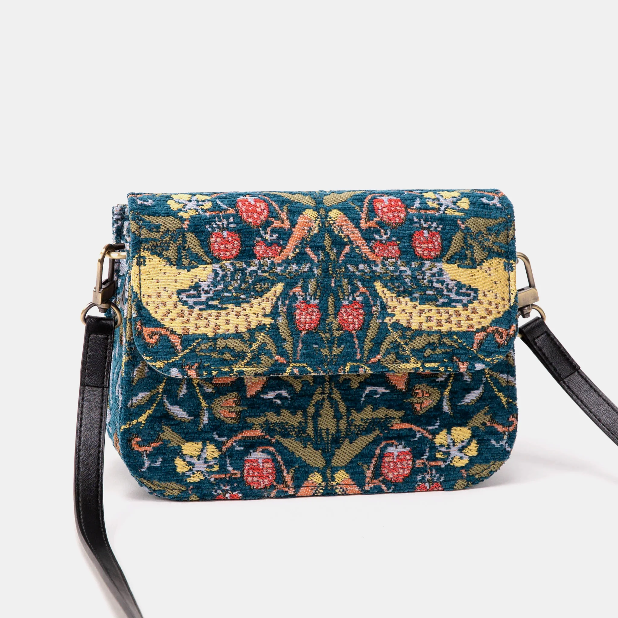 William Morris Strawberry Thief Flap Crossbody Bag - Image 3