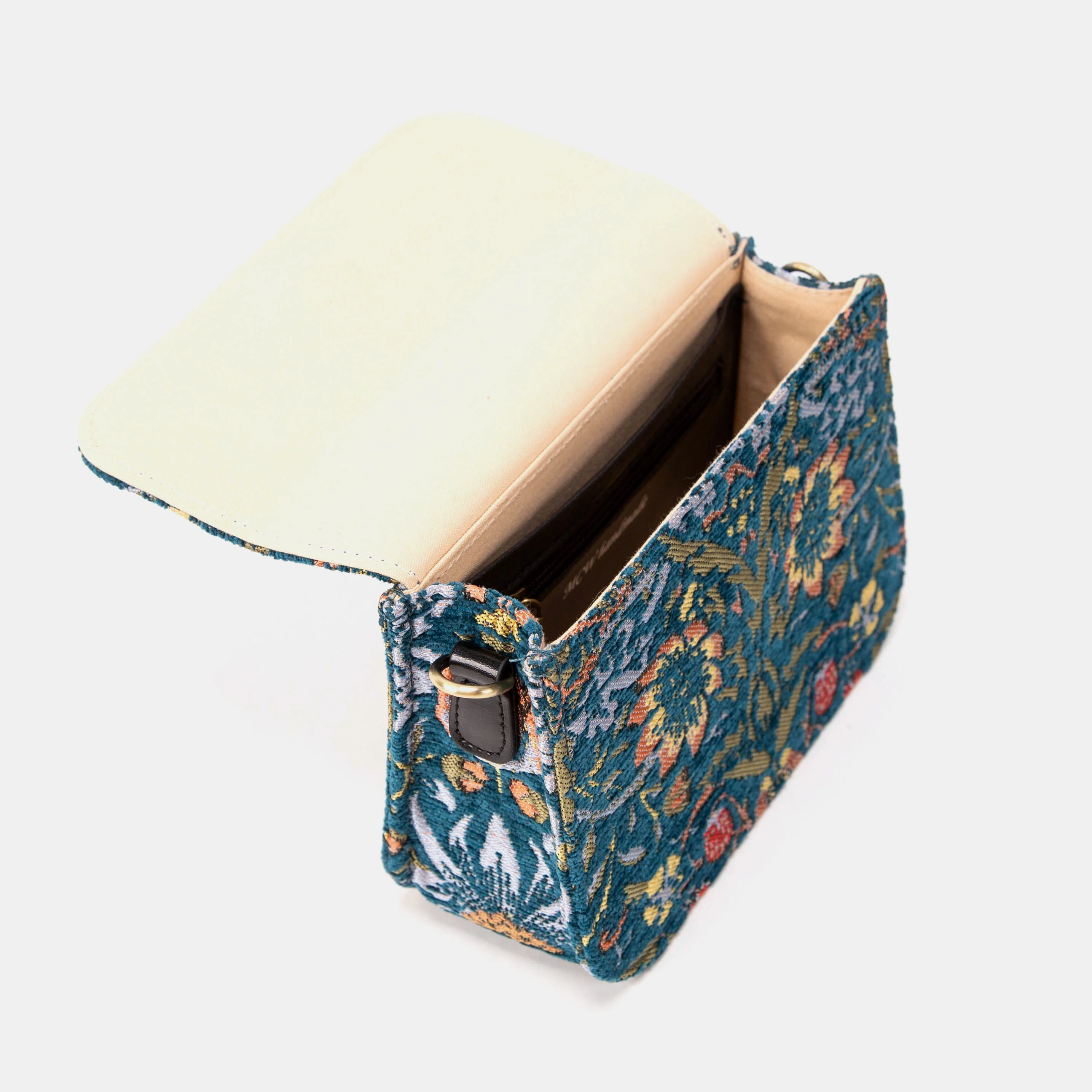 William Morris Strawberry Thief Flap Crossbody Bag - Image 6